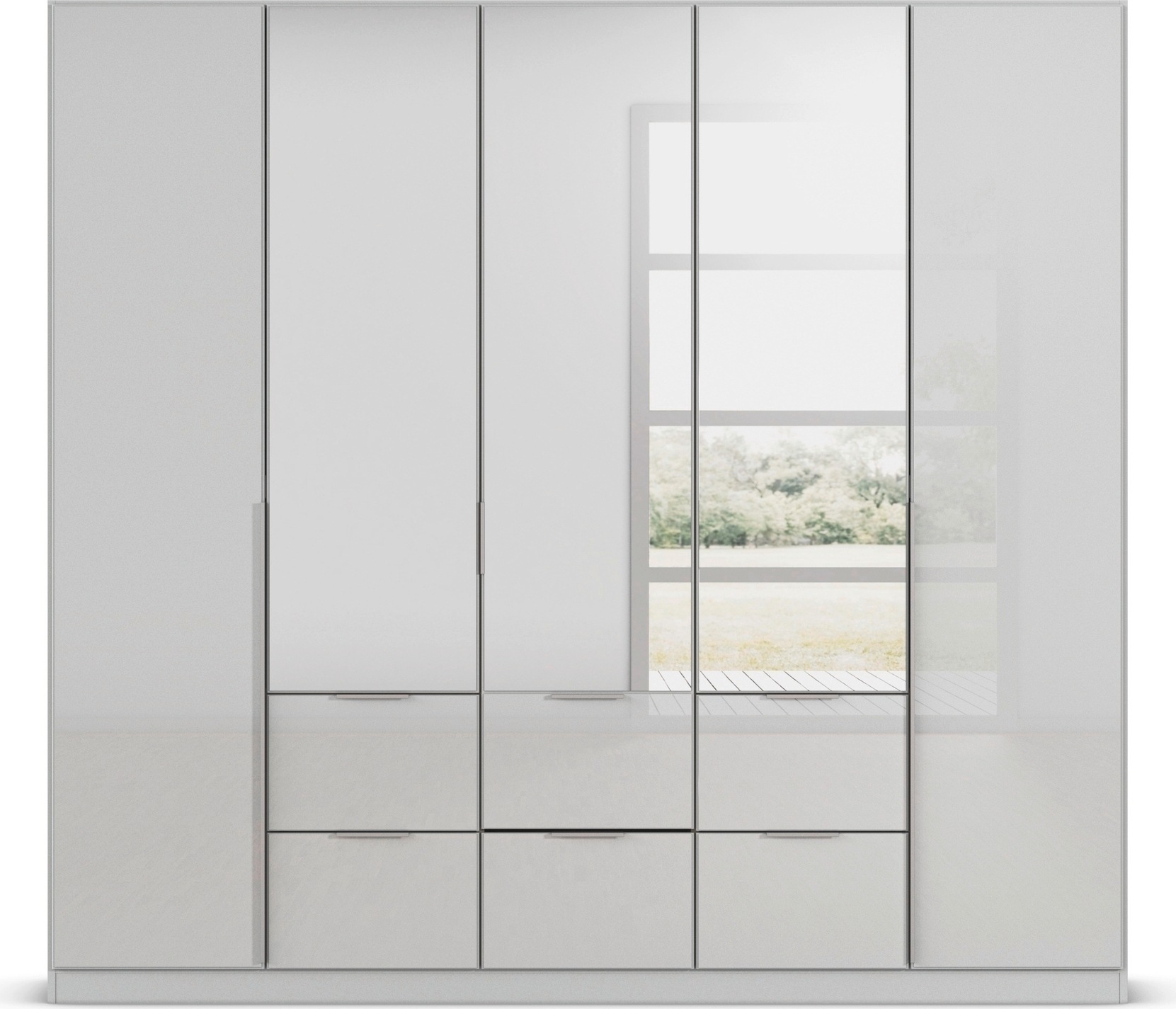 rauch Drehtürenschrank »Kleiderschrank Kleiderschränke Schrank Garderobe AGORDO mit Glasfront«, (in zwei Griff-Farben, Breiten 91-360 cm), mit Außenschubkästen, in 7 Breiten und 2 Höhen MADE IN GERMANY