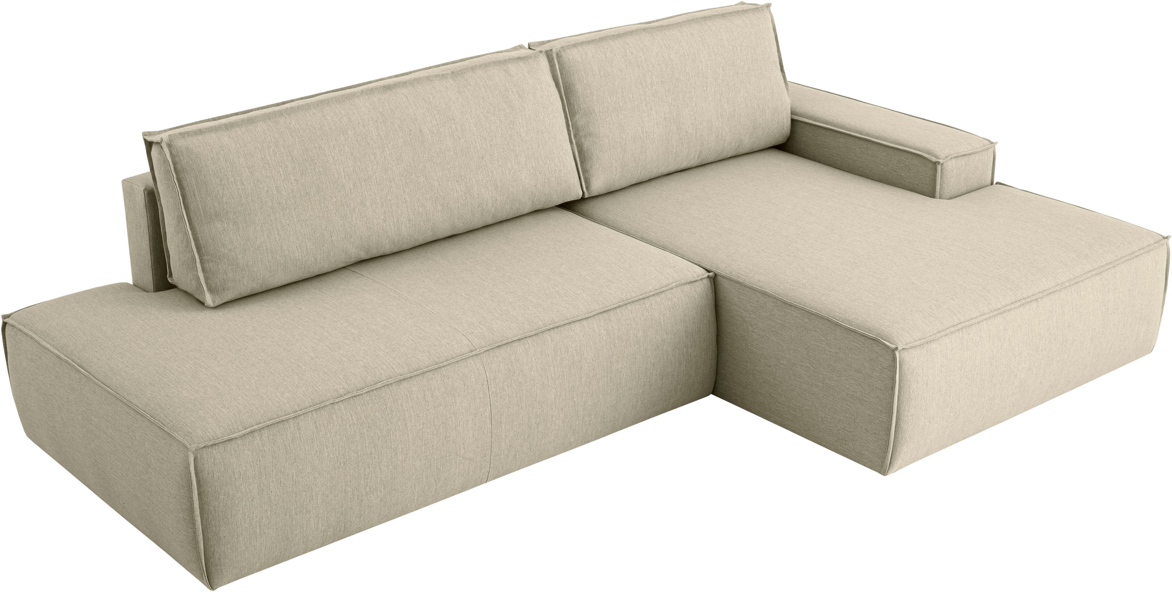 Home affaire Ecksofa »SHERWOOD, Schlafsofa in L-Form offen (275cm), Cord, Leinenoptik«, Schlaffunktion und Bettkasten, Kedernaht, hoher Sitz- & Liegekomfort