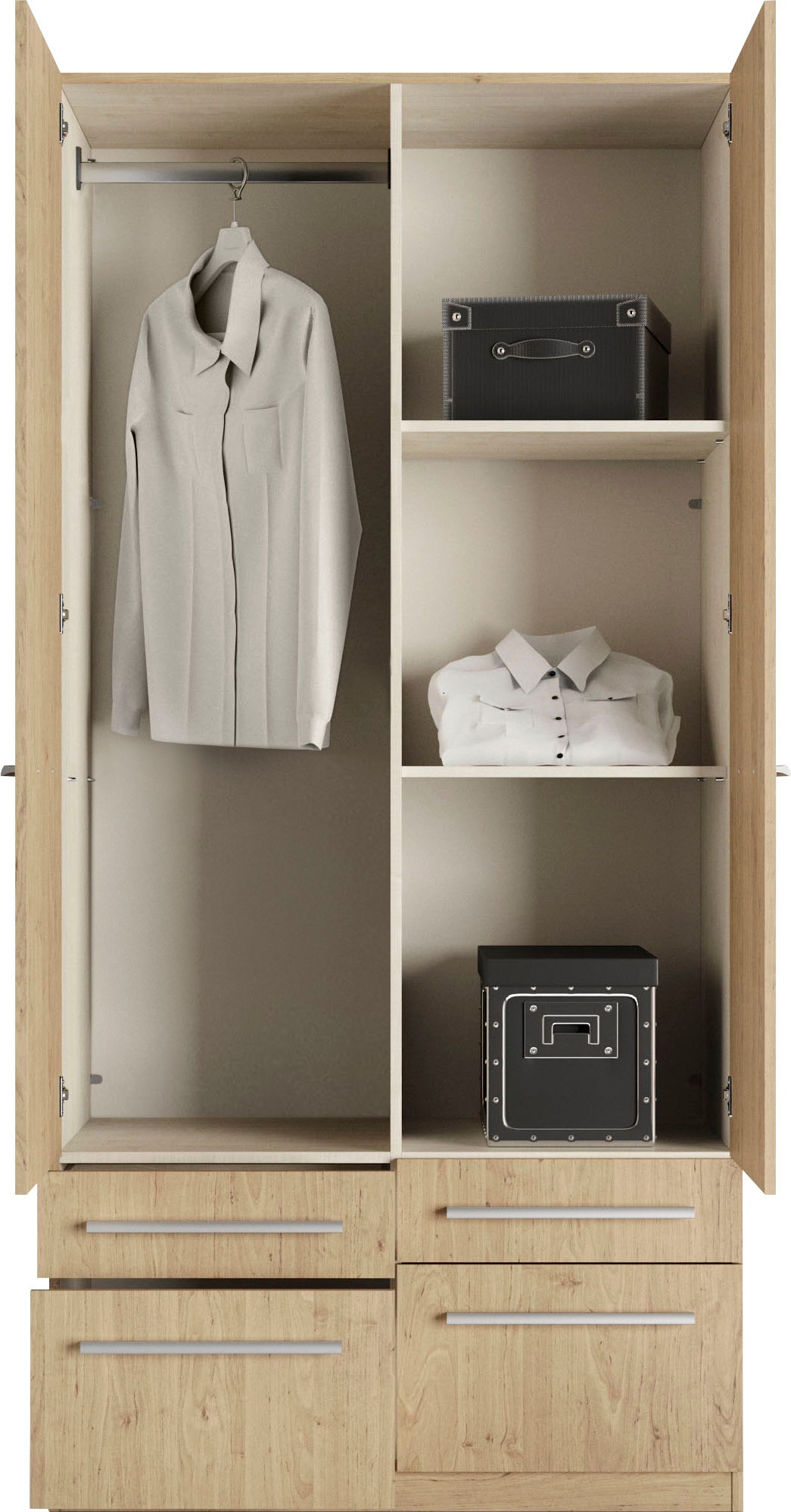 priess Kleiderschrank »Schrank Garderobe Wäscheschrank Barcelona in 5 Breiten«, viel Stauraum, geräumige Schubkästen, mit Spiegel, MADE IN GERMANY