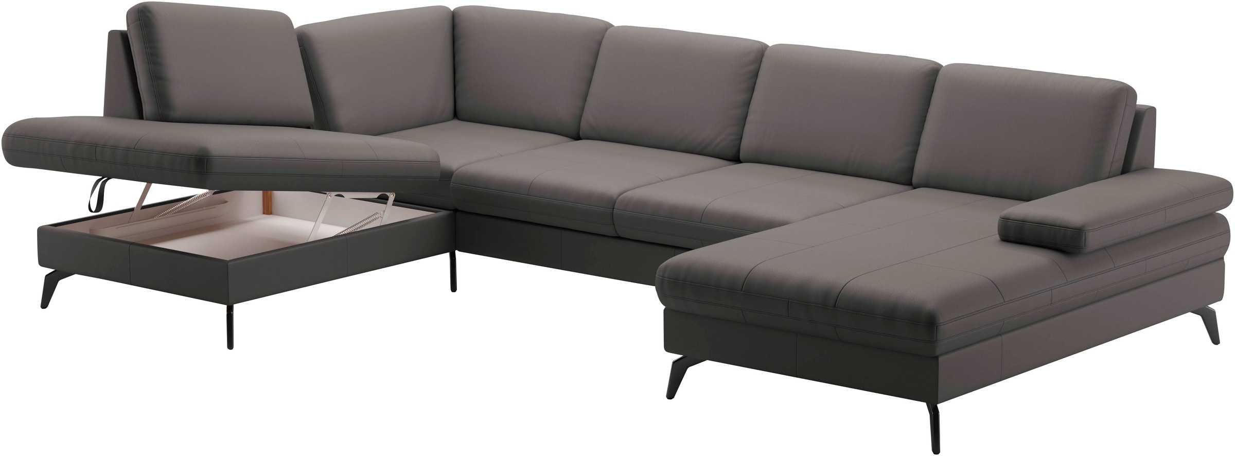 sit&more Wohnlandschaft »Morris U-Form, inkl. Sitztiefenverstellung«, wahlweise mit Armteilverstellung, Bettfunktion & Bettkasten