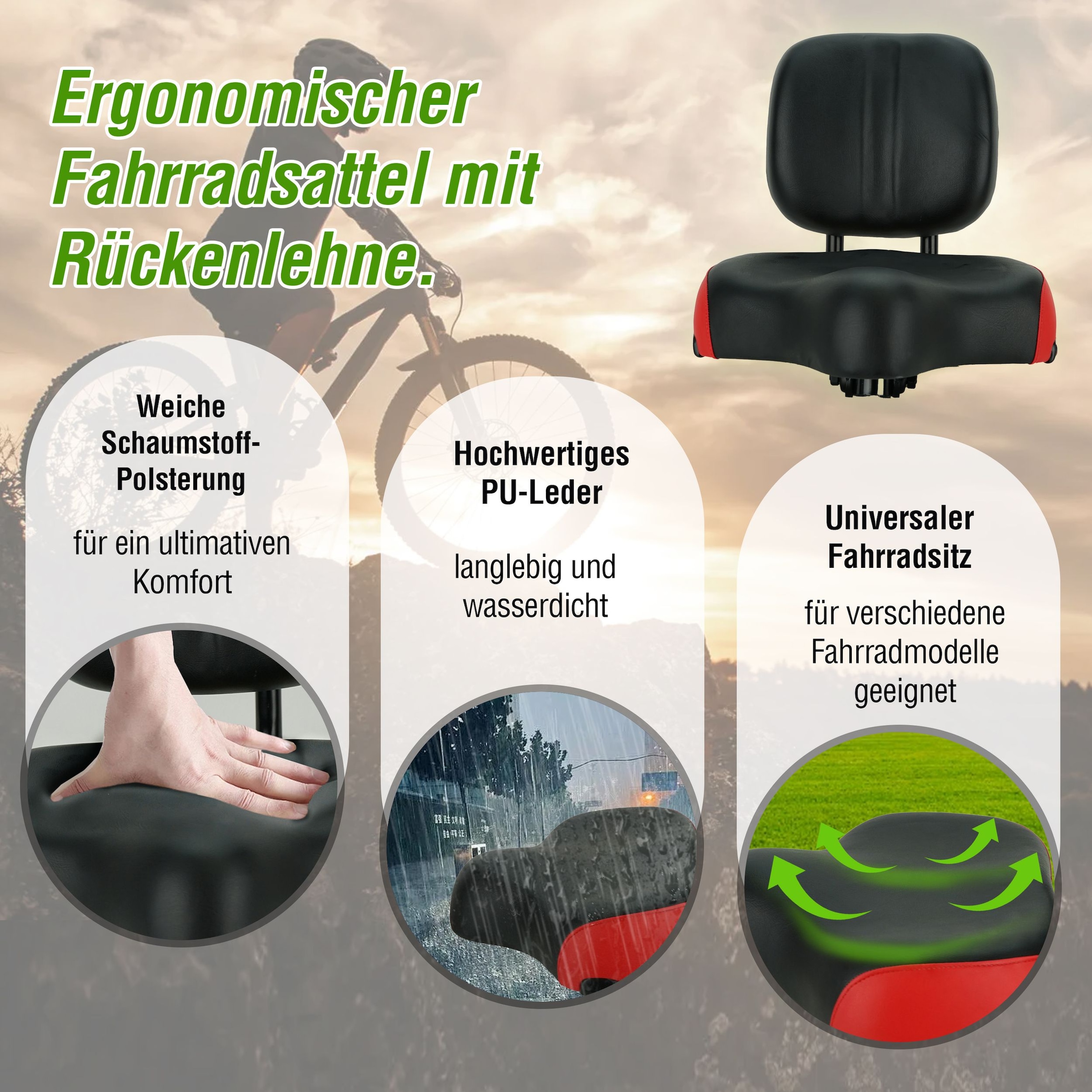 SachsenRad Fahrradsattel »Sattel mit verstellbarer Rückenlehne«