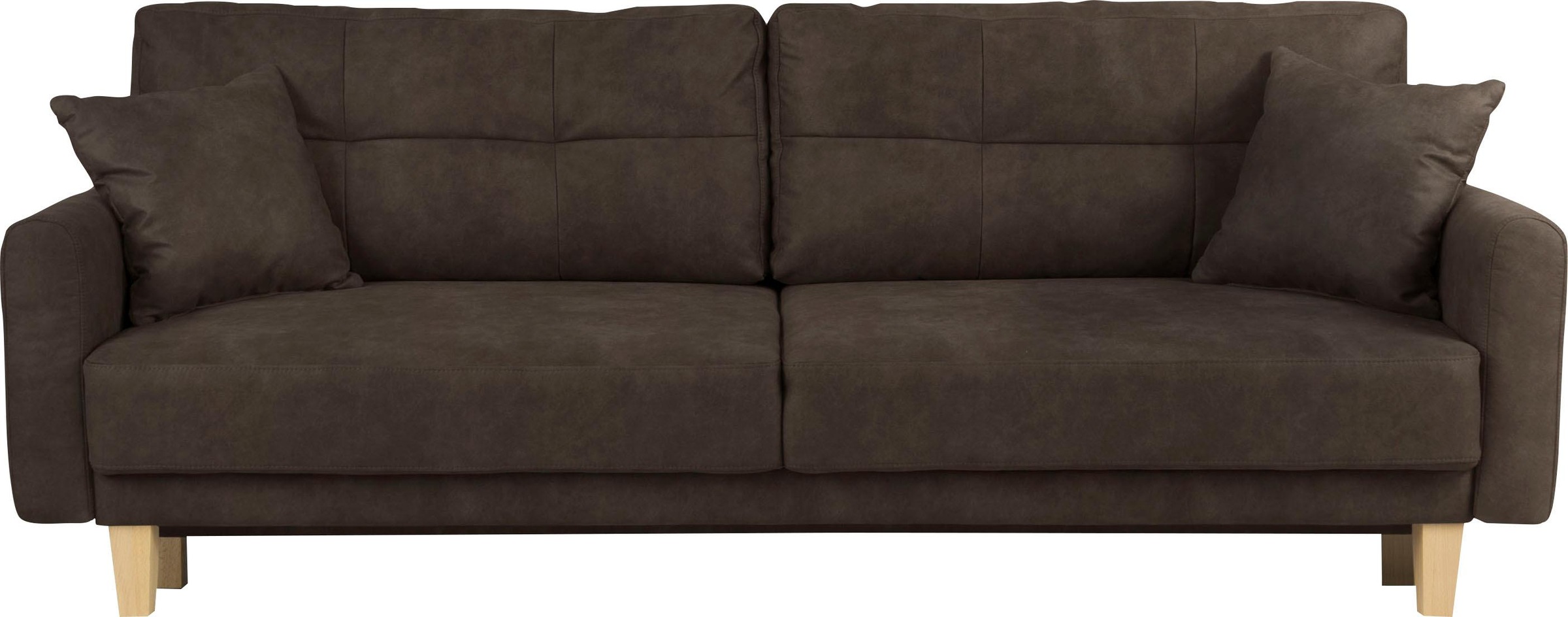 Home affaire 3-Sitzer »TRIPLO optionale Schlafsofa mit Bettkasten, Maße B/T/H: 215/100/89 cm«, Wahlweise Bettfunktion - Liegefläche 145x191 cm, Rücken-, Zierkissen