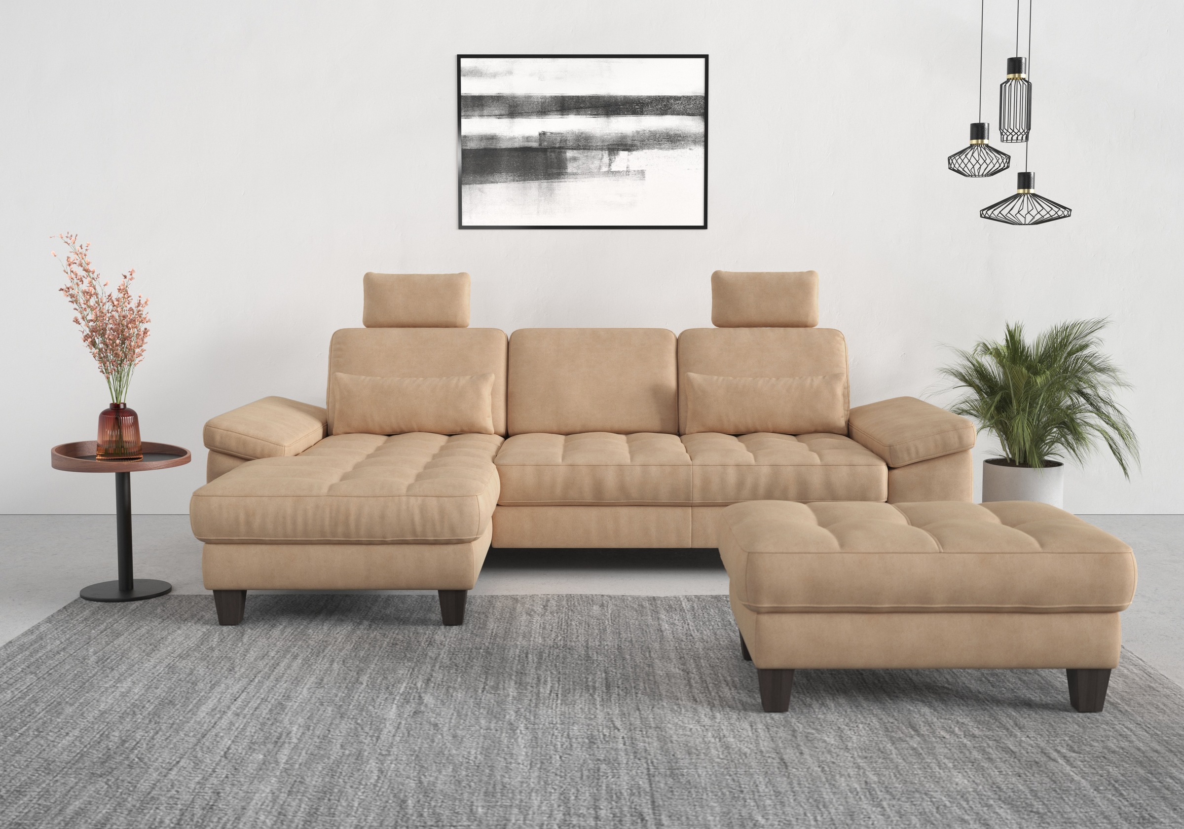 sit&more Ecksofa »Westham L-Form«, Recamiere, mit oder ohne Bettfunktion, Bettkasten, Füße wengefarben