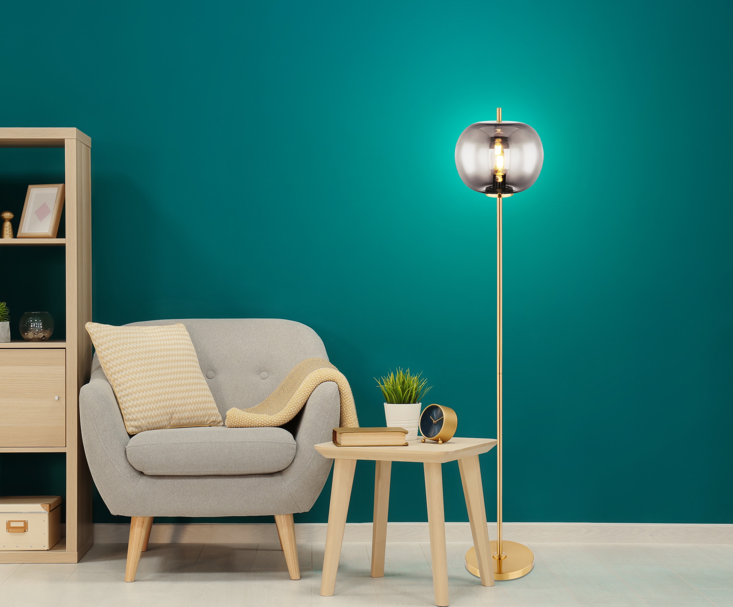 GLOBO LIGHTING Stehlampe »BLACKY I«, Leuchtmittel E27 | ohne Leuchtmittel, Hängelampe/Pendelleuchte/Glas/Höhe kürzbar/Esstisch
