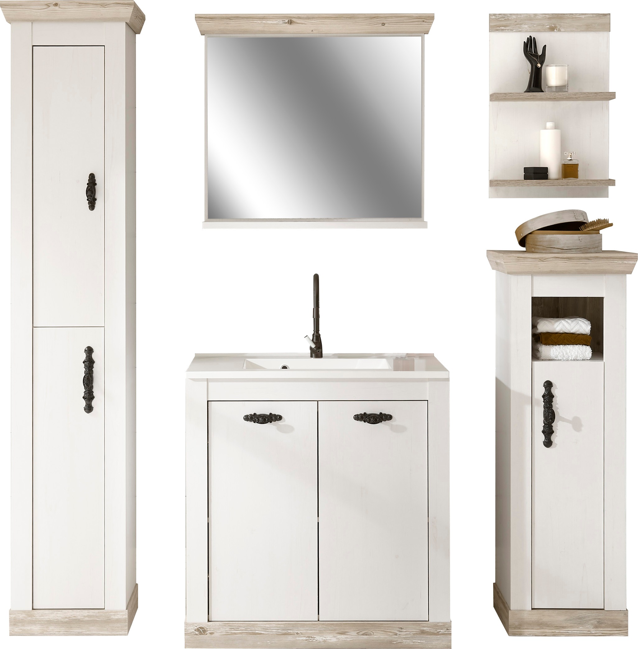 Home affaire Badmöbel-Set »Florenz, Bad im Landhausstil, 5-teiliges Badezim günstig online kaufen