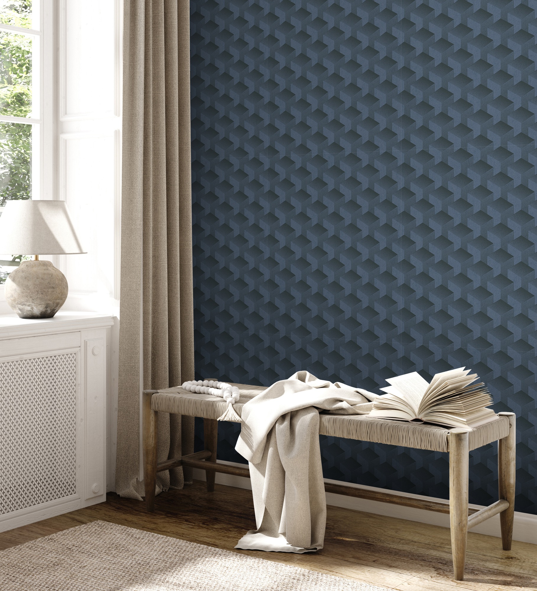 A.S. Création Vliestapete »Schlichte 3D-Tapete«, matt-gemustert-neutral, Grafiktapete 3D-Effekt Tapeten Wohnzimmer Schlafzimmer Küche modern