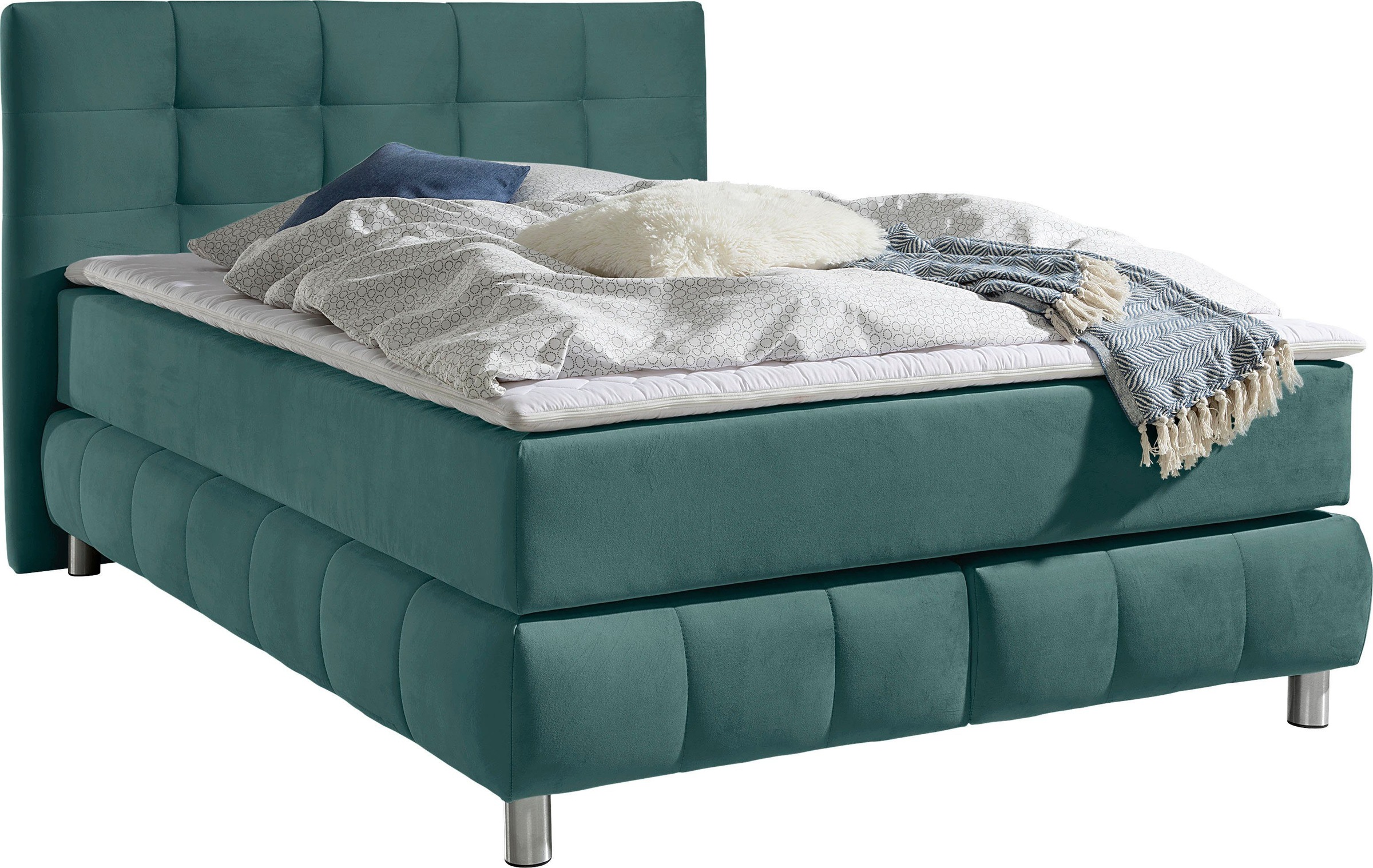 andas Boxspringbett "Salo XXL" in Samtoptik oder Struktur, 6 Breiten in Übe günstig online kaufen