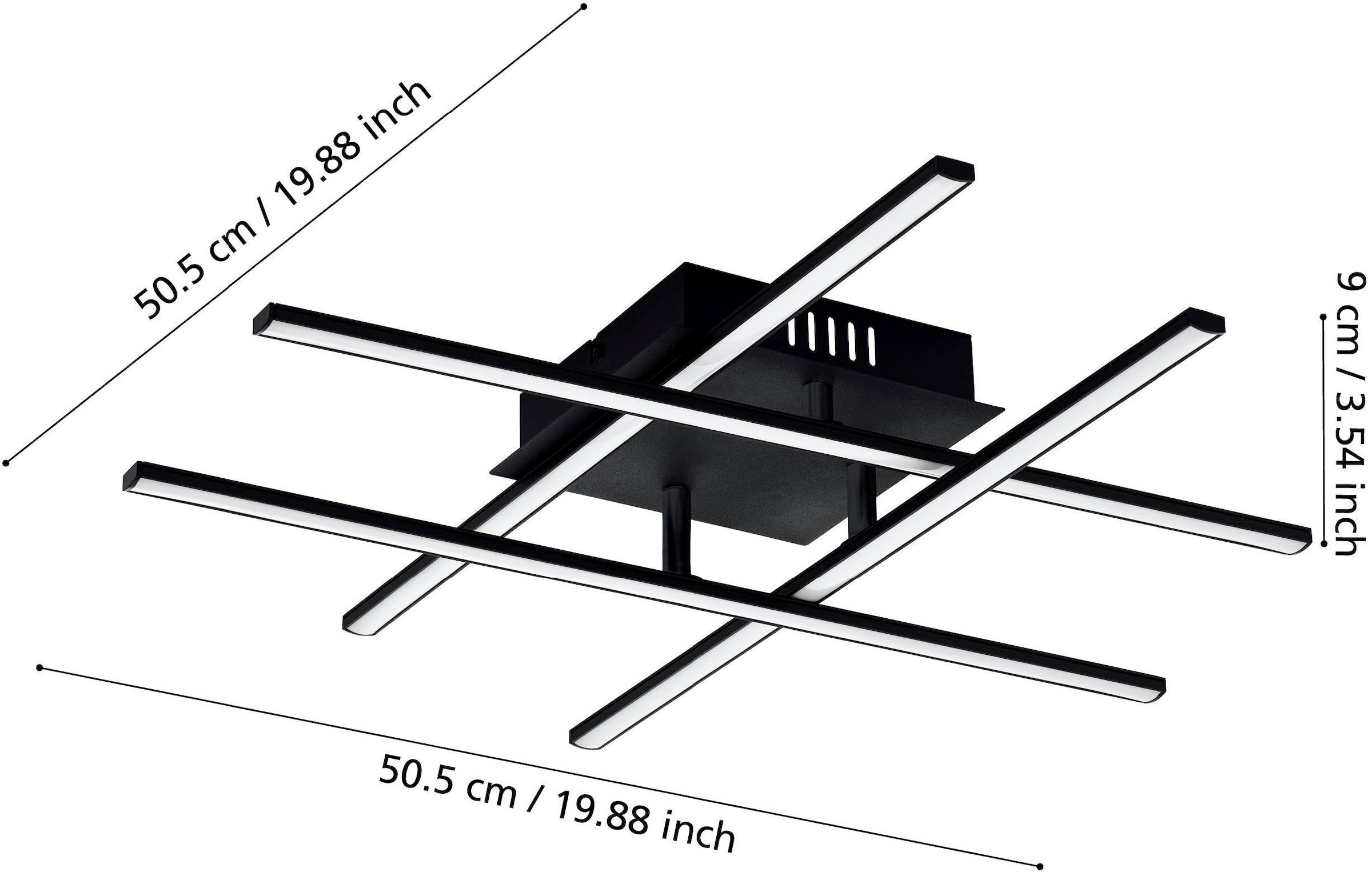 EGLO Deckenleuchte »Lasana 3 Deckenleuchte, Wohnzimmerlampe, Stahl und Kunststoff, Lampe« LED-Modul 1 Stk. Warmweiß Wandlampe, Deckenlampe Schwarz, Weiß, Wohnzimmerlampe, L x B 50 cm