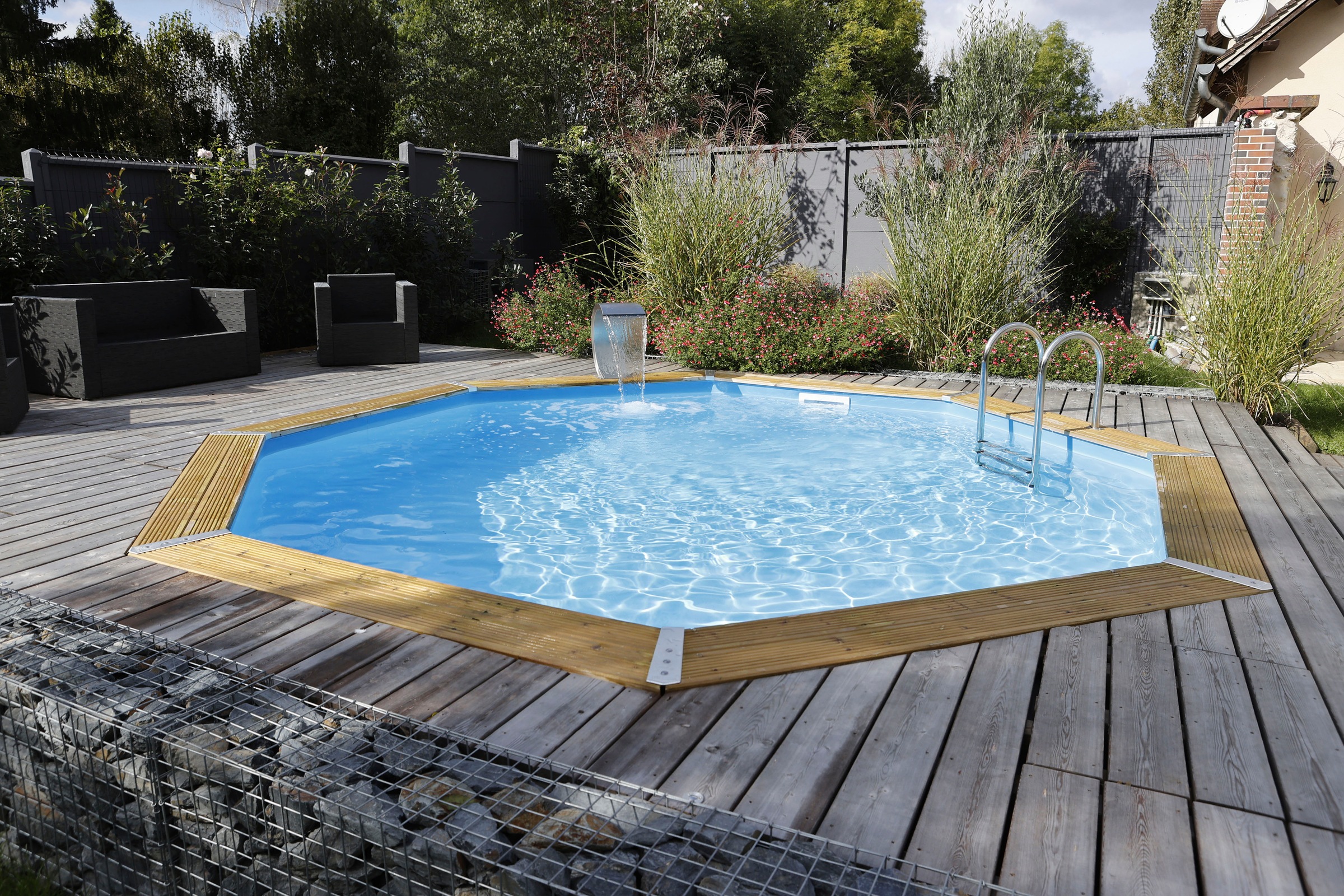 Ubbink Achteckpool »Ocea 510«, (Komplett-Set, 11 tlg.), ø 510 x 120 cm, Holzpool komplett mit Filteranlage