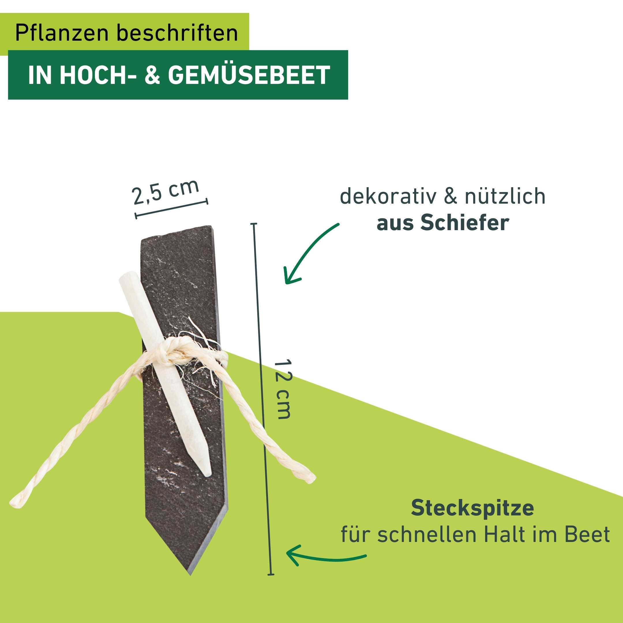 Windhager Gartenstecker »Pflanzenstecker aus Schieferschilder, Stecketiketten und Gartendeko« ideal für Beschriftung im Gemüse und Kräuterbeet, 8 Stück + 1 Kreide