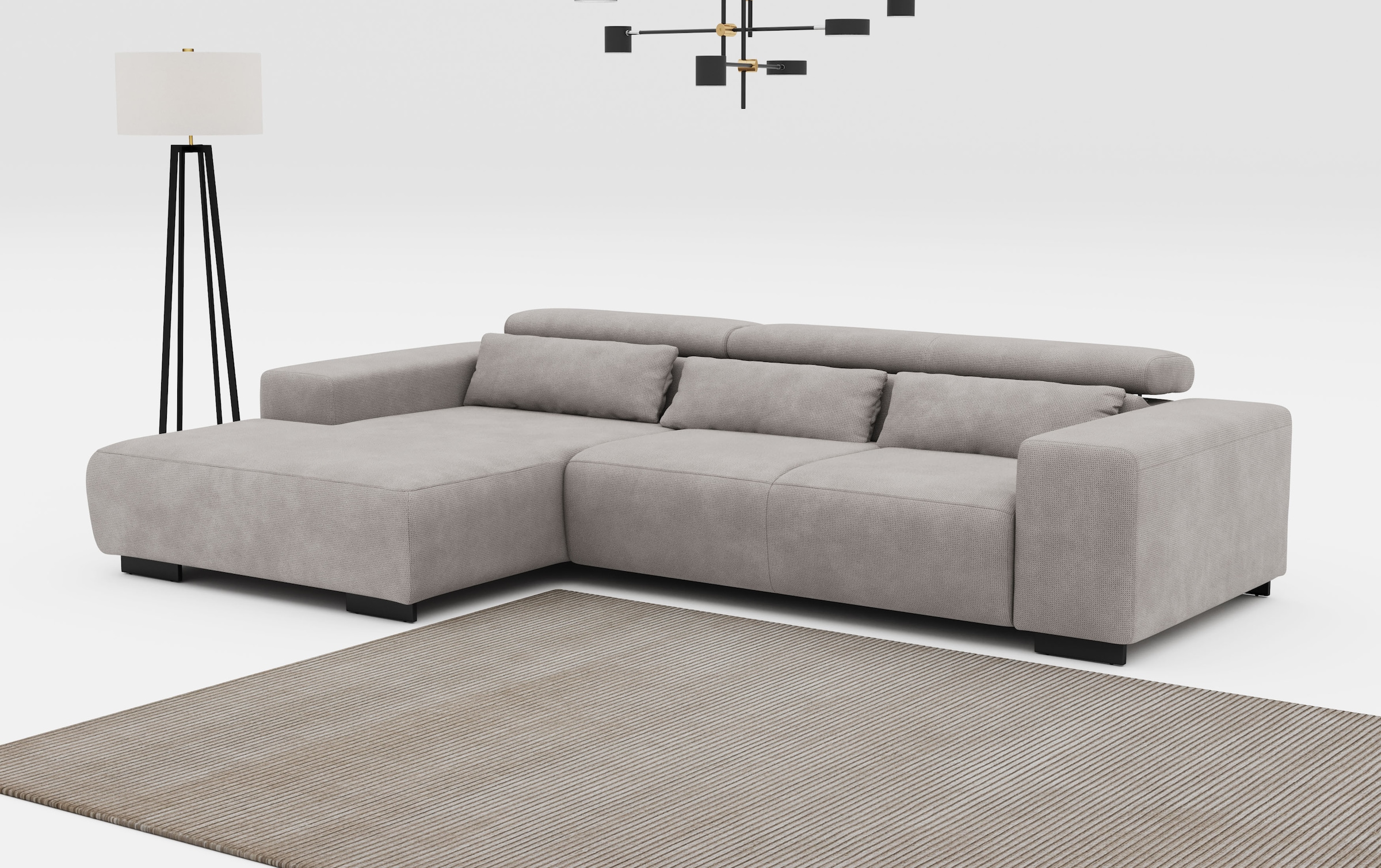 COTTA Ecksofa "Side L-Form, mit Kopfteilverstellung & 3 Nierenkissen" optio günstig online kaufen