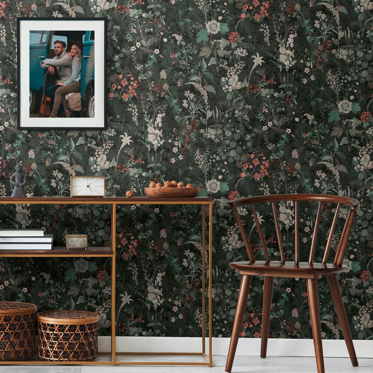 A.S. Création Vliestapete »THE BOS Landhaus Blumentapete« gemustert | matt | neutral strukturiert Pflanzen Floral Tapeten Wohnzimmer Schlafzimmer Küche Design Optik