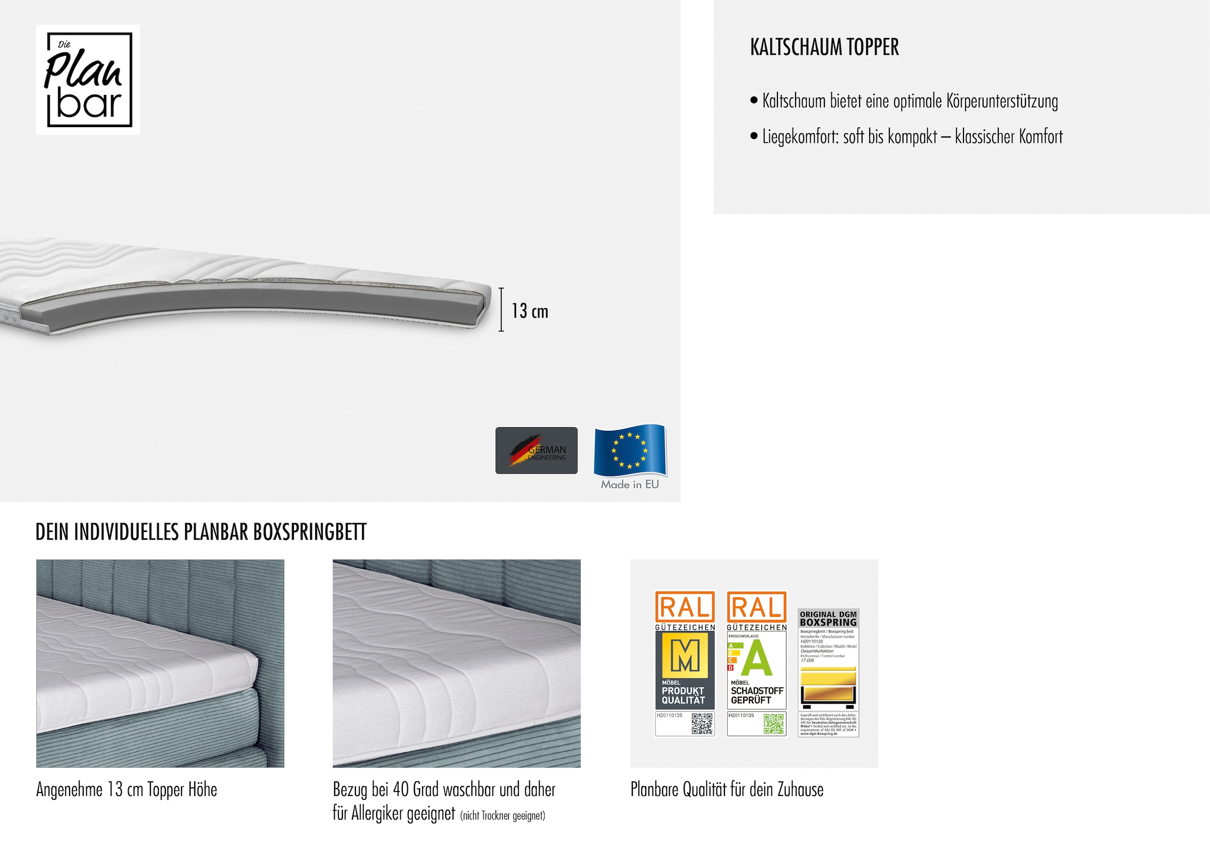 Die PlanBar Boxspringbett »OC-ON21088« inkl. Matratzen u. Bonellfederkern Unterbau, Stauraum, 160/180x200cm