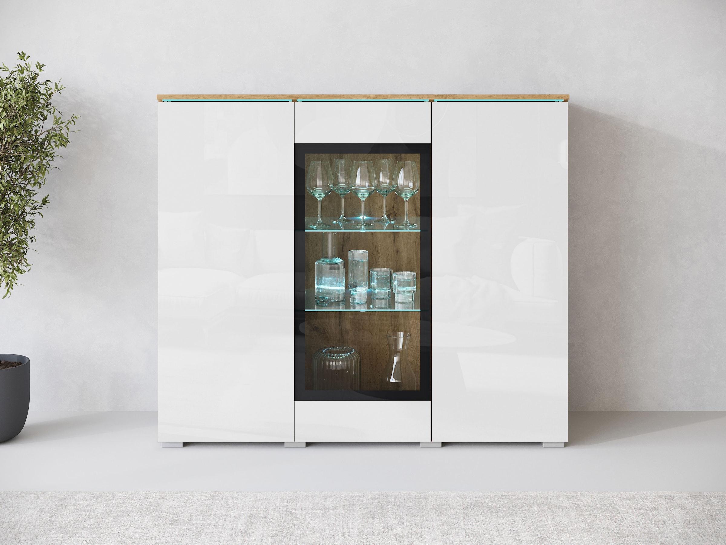 Home affaire Highboard »Vera« Highboard  mit 4 Türen, 9 Fächern, verglasten Türen