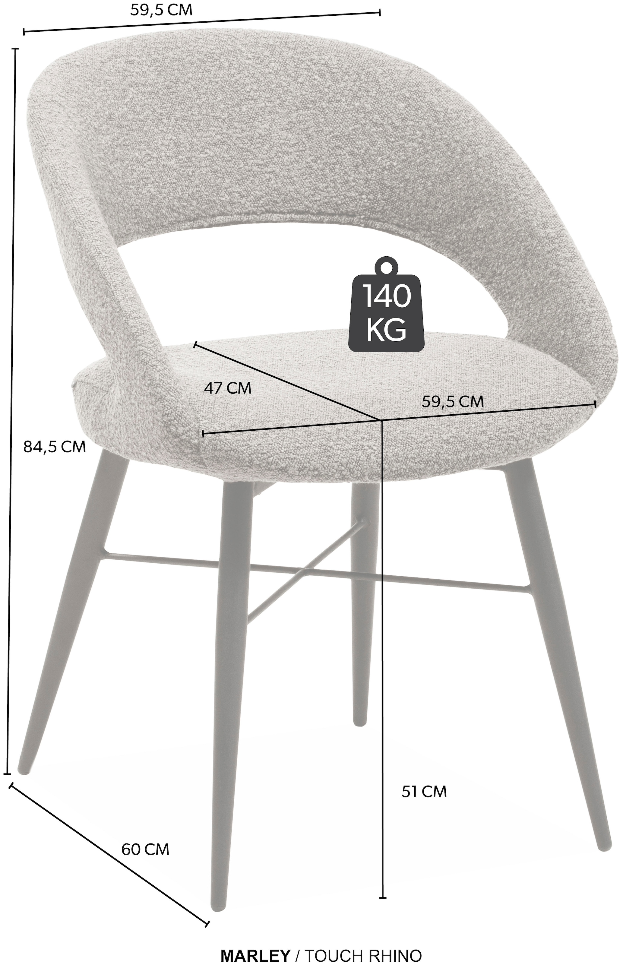 OMG Design Esszimmerstuhl »Marley«, (Set), 2 St., Stoff, mit modernem Cut-Out, Bouclé Bezug