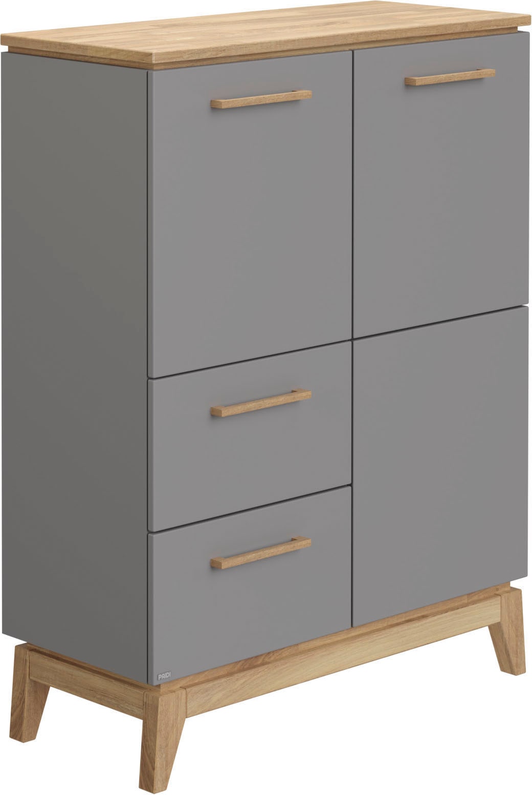 PAIDI Highboard »STIENE in Beige oder Grau, 2 Schubladen und 2 Türen mit Soft-Close« B/H/T ca. 95/123/40cm,  stabiles Regal mit Massivholz, Standregal, geprüfte Qualität