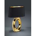TRIO Leuchten Schreibtischlampe »Taba«, 1 flammig-flammig, Nachttischlampe, Tischlampe golfarbig, Stoffschirm in schwarz/gold