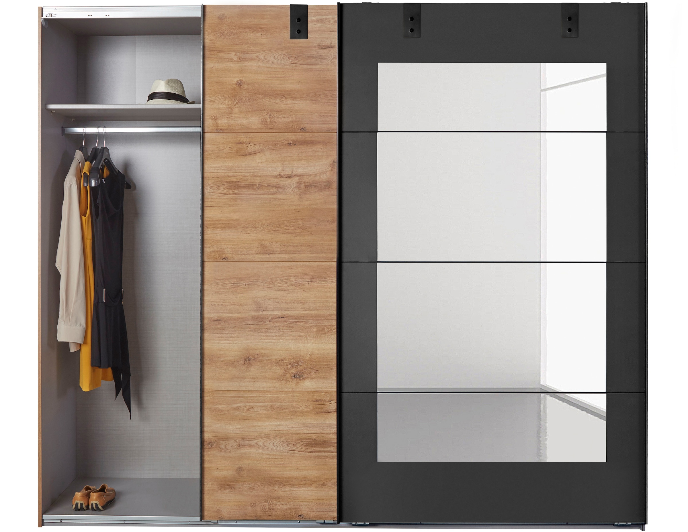 Wimex Schwebetürenschrank »Malmö, Kleiderschrank wahlweise mit oder ohne Spiegel«, Kleiderschrank im Industrial Design, 225 oder 270cm breit