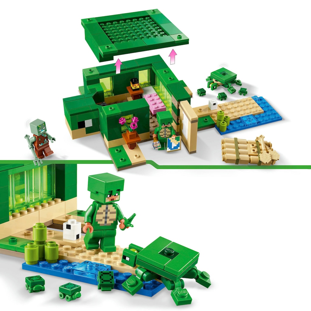 LEGO® Konstruktionsspielsteine »Das Schildkrötenstrandhaus (21254), LEGO Minecraft«, (234 St.), Made in Europe
