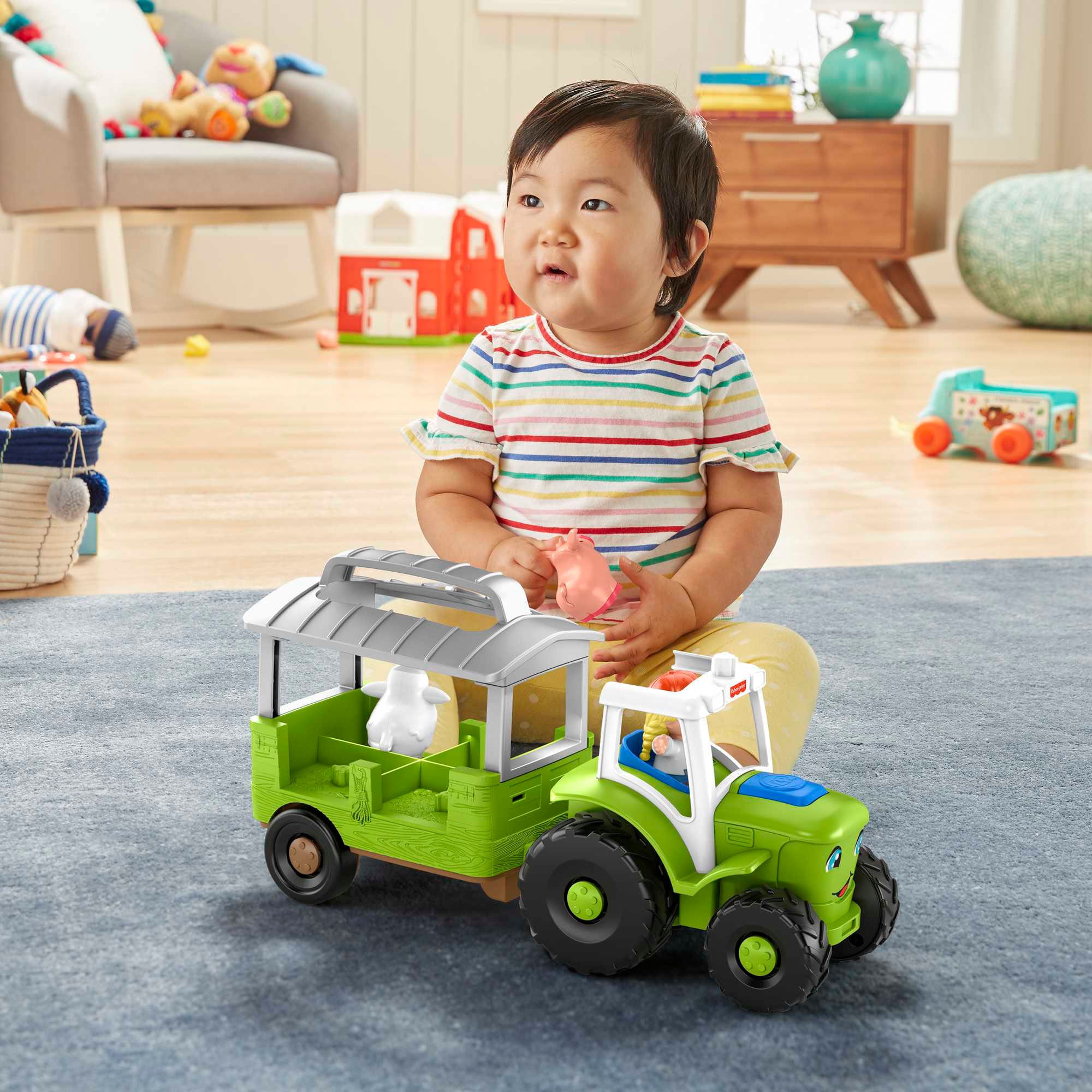 Fisher-Price® Lernspielzeug »Little People Traktor«, bilingual; mit Anhänger, 3 Figuren und Sound