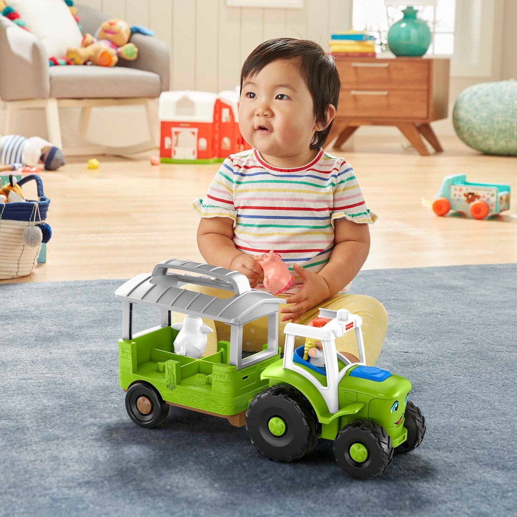 Fisher-Price® Lernspielzeug »Little People Traktor«, bilingual; mit Anhänger, 3 Figuren und Sound