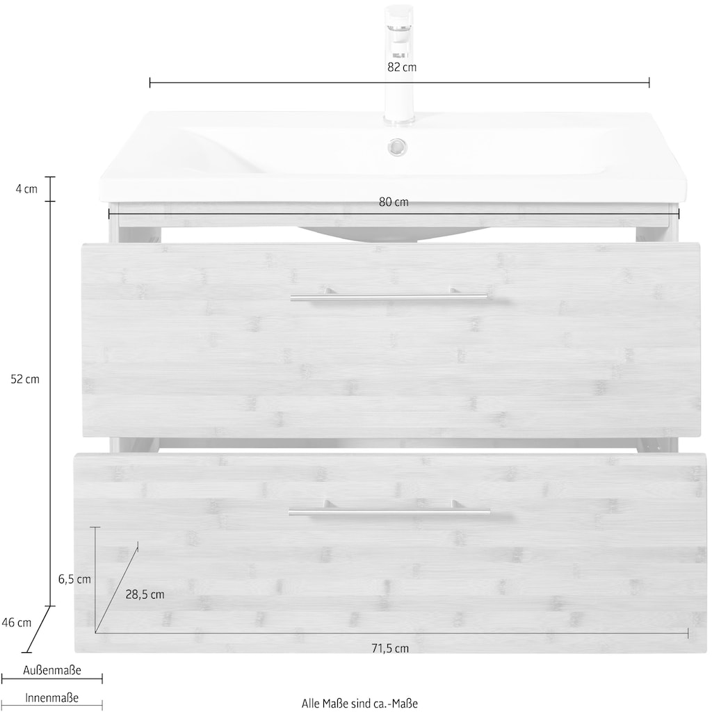 welltime Waschtisch »Bambus New«, Breite 80 cm
