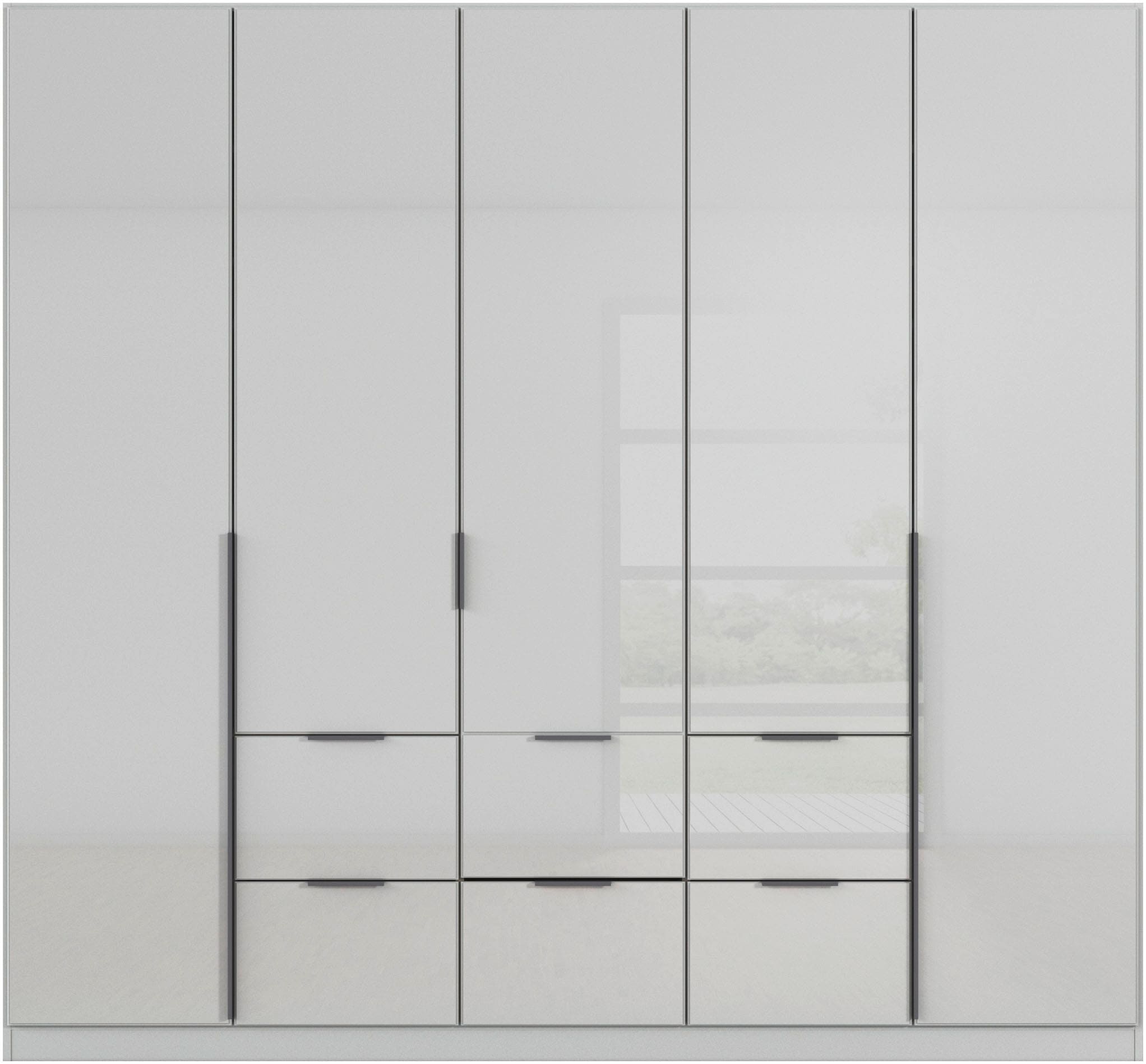 rauch Drehtürenschrank »Kleiderschrank Kleiderschränke Schrank Garderobe AGORDO mit Glasfront«, (in zwei Griff-Farben mit Glasfront), mit Außenschubkästen, in 6 Breiten und 2 Höhen MADE IN GERMANY