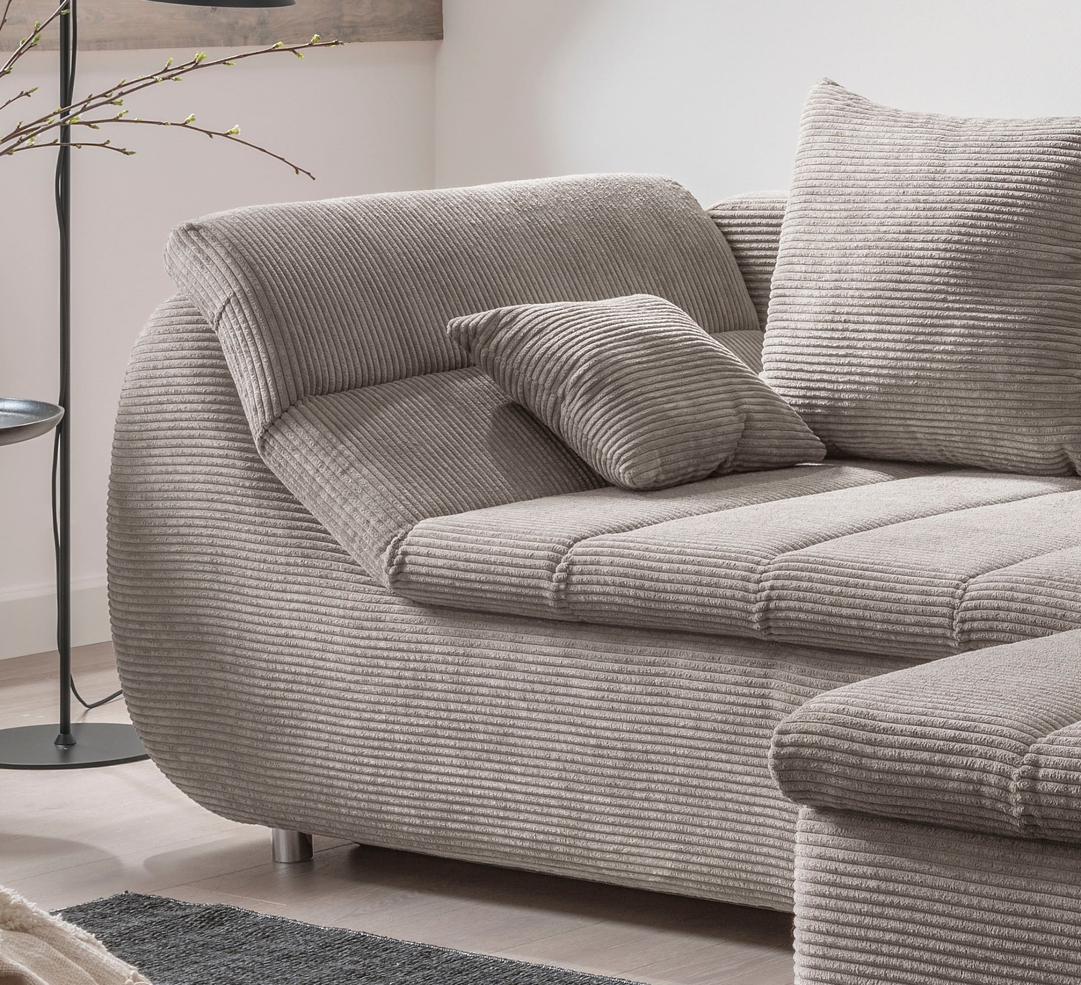 INOSIGN Ecksofa »Imola elegant und bequem, aktuelle Steppung im Sitz, L-Form«, wahlweise mit Bettfunktion