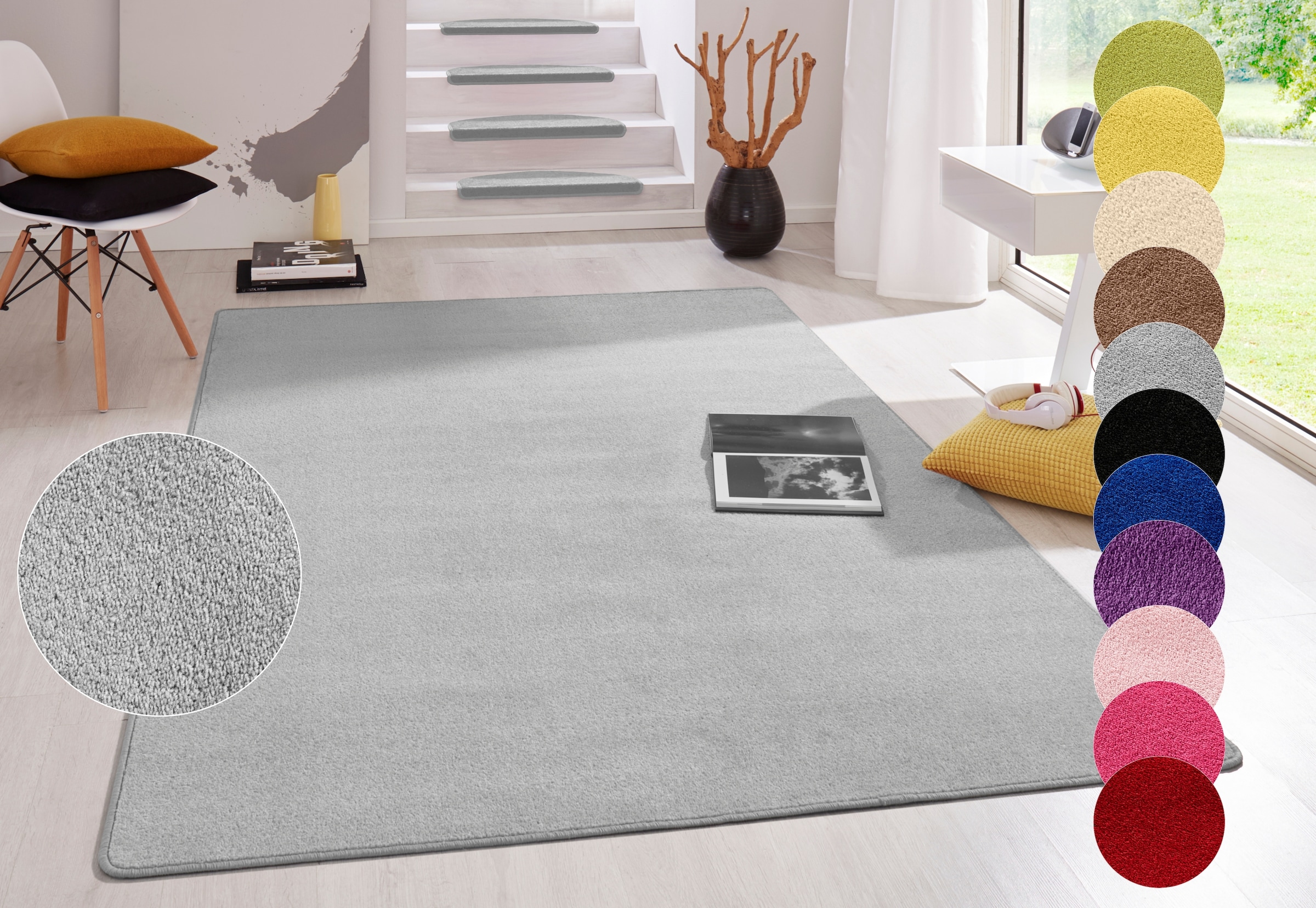 HANSE Home Teppich »Fancy«, rechteckig, 7 mm Höhe, Kurzflor, Läufer, uni, g günstig online kaufen