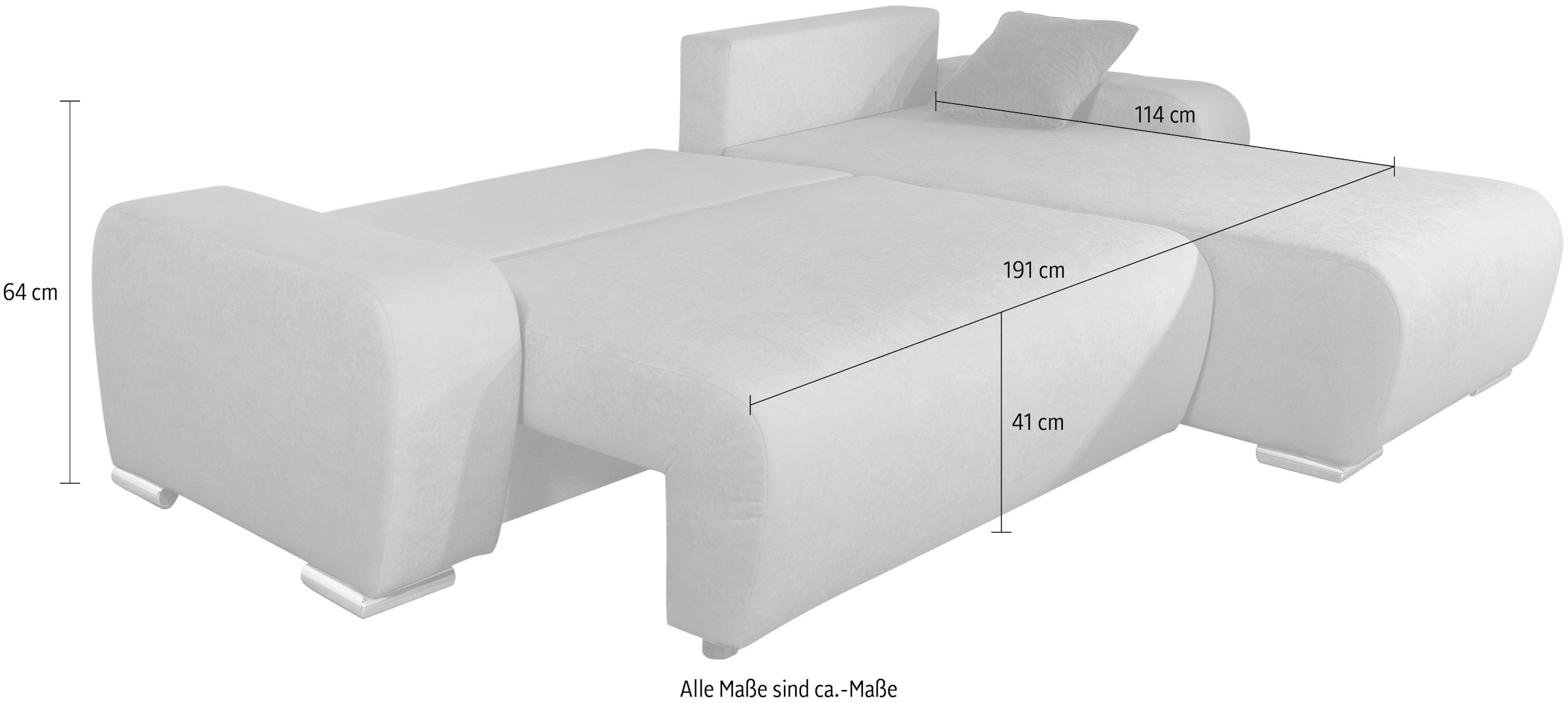 COLLECTION AB Ecksofa »Pia, L-Form, Breite 237 cm,  mit Schlaffunktion«