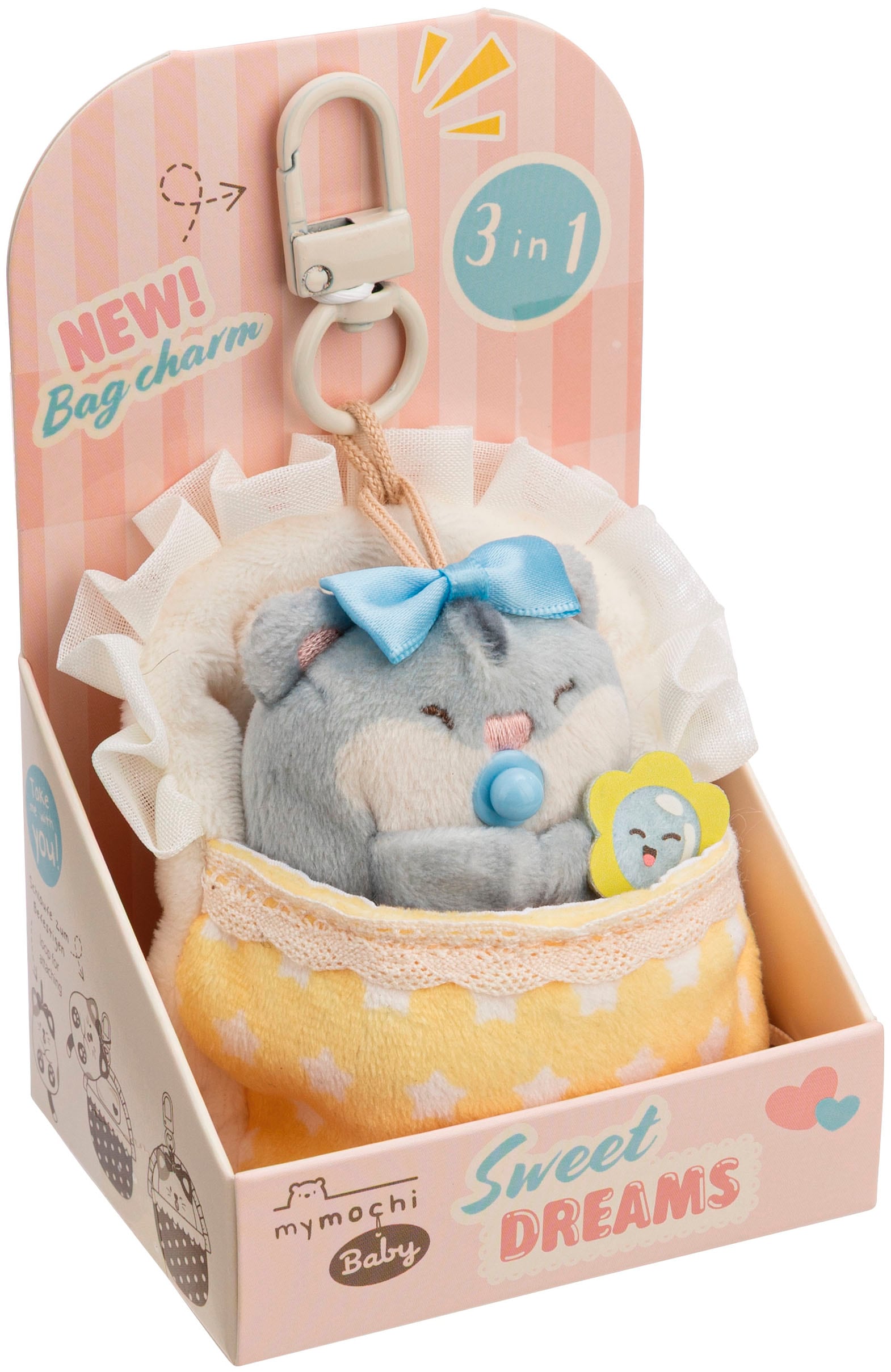 Nici Kuscheltier »mymochi, Set Hamster Shai 7cm mit Rassel & Bettchen mit Karabiner« in Geschenkbox