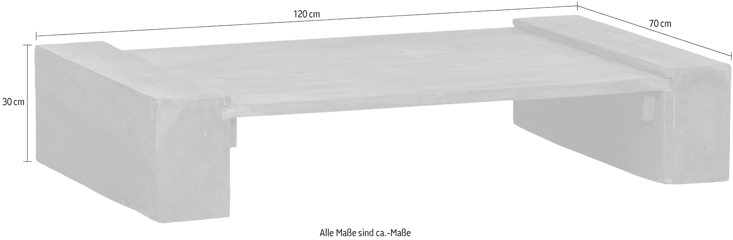 WOOOD Couchtisch »Cuno«, klare Linien, aus Mangoholz, H 30 cm x B 70 cm
