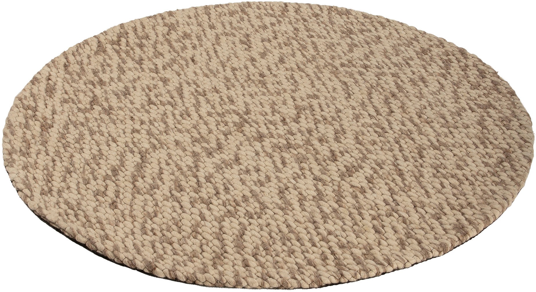 carpetfine Wollteppich »Sina«, rund, 14 mm Höhe, grobe Struktur, Zeitloses Design, reine Wolle, Wohnzimmer