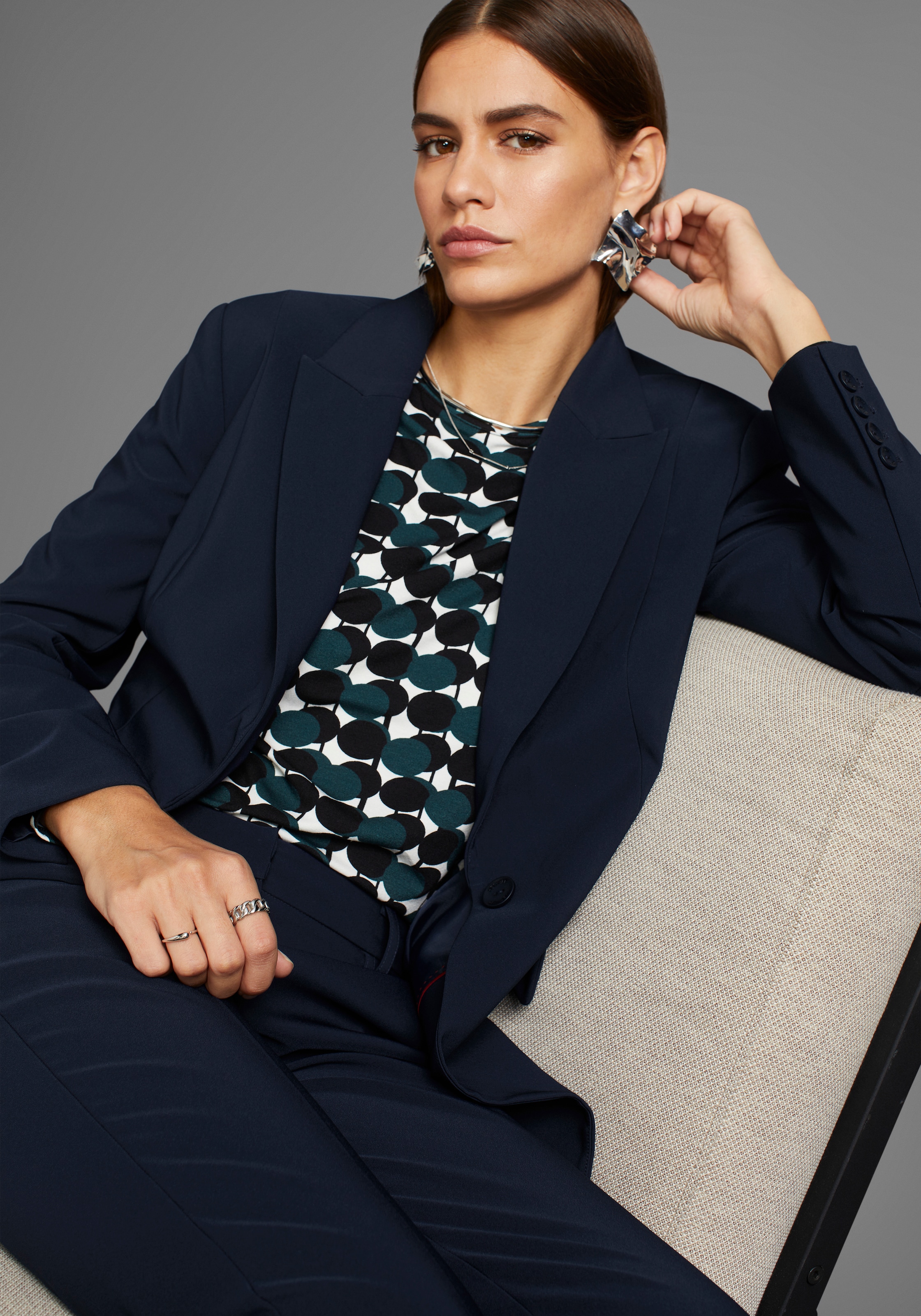 HECHTER PARIS Longblazer, ohne Kragen