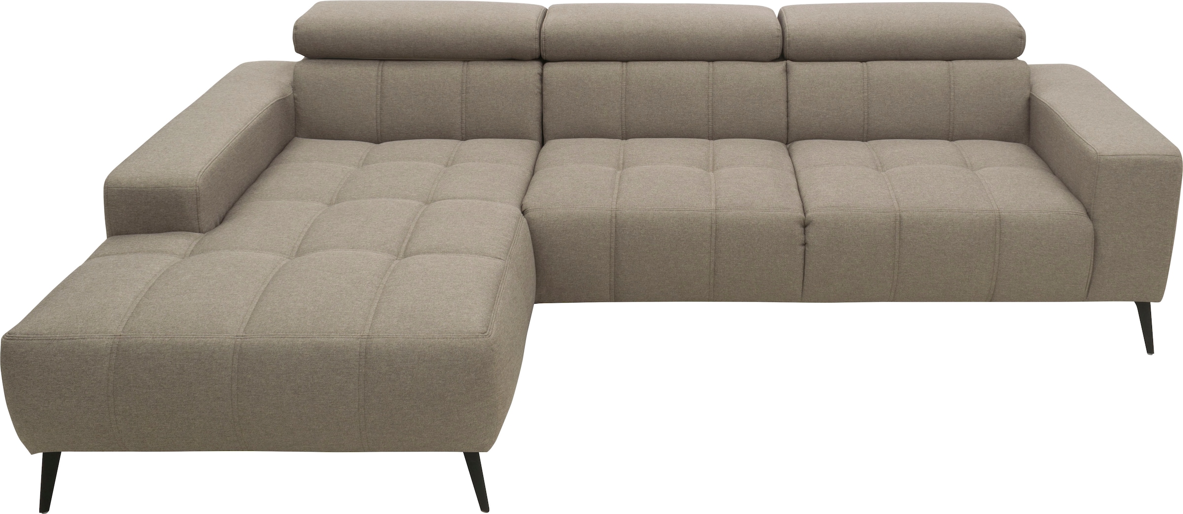 DOMO collection Ecksofa »Trento L-Form, mit Kufenfuß oder Einzelfuß«, wahlweise mit Kopfteilverstellung, Recamiere links/rechts bestellbar