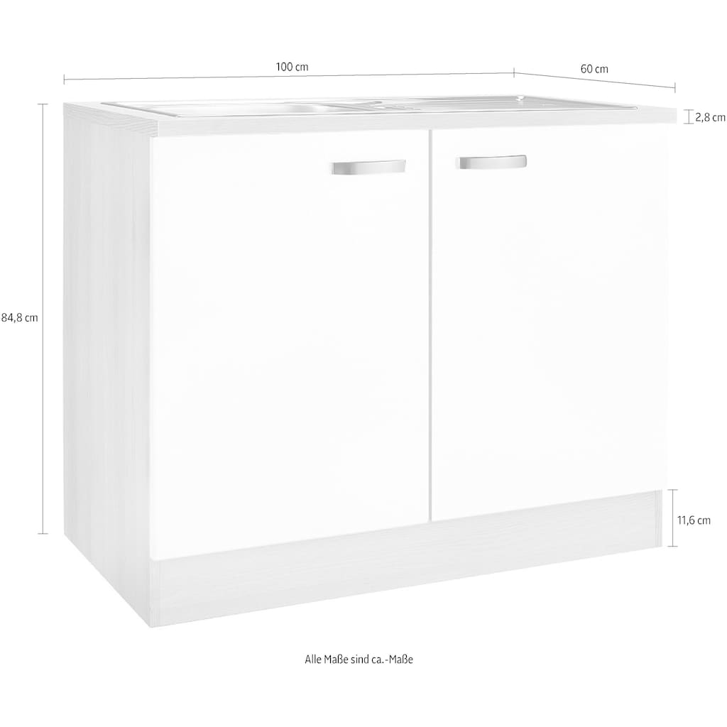 OPTIFIT Spülenschrank »Faro«, mit Metallgriffen, Breite 100 cm