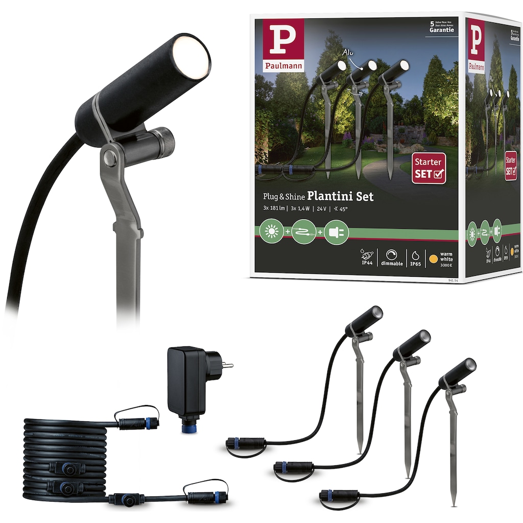 Paulmann LED Gartenstrahler »Plug & Shine«, 3 flammig-flammig