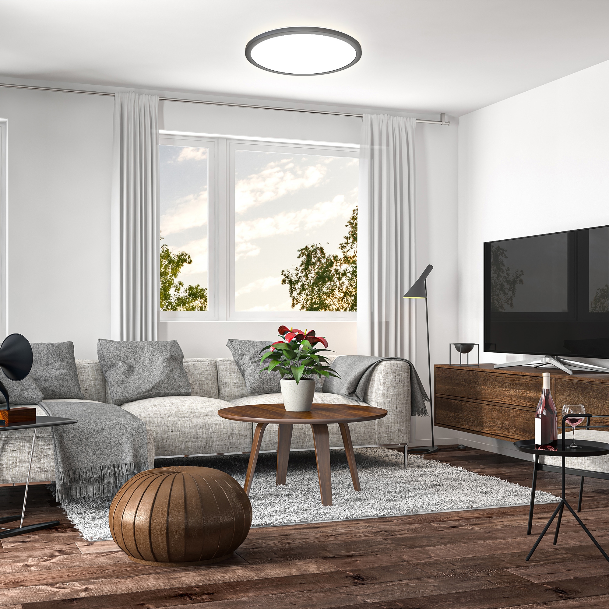 B.K.Licht Panel, 1 flammig, Leuchtmittel LED-Modul | LED fest integriert, Deckenleuchte, 22 Watt, ultra-flach, indirektes Licht, neutralweiß