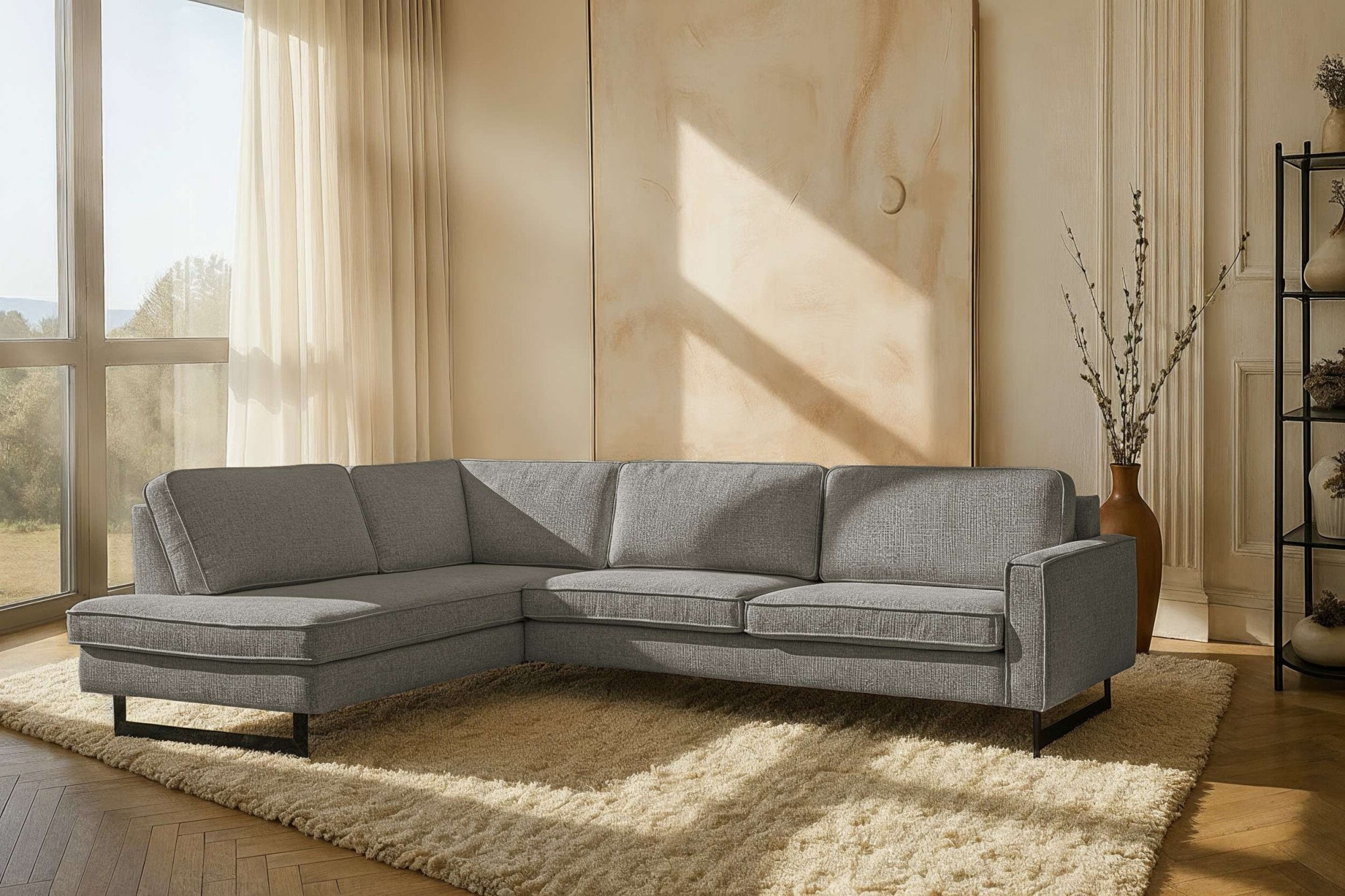 Home affaire Ecksofa »Pinto, 290 cm, Cord, Chenille, Lederoptik, Ottomane l günstig online kaufen