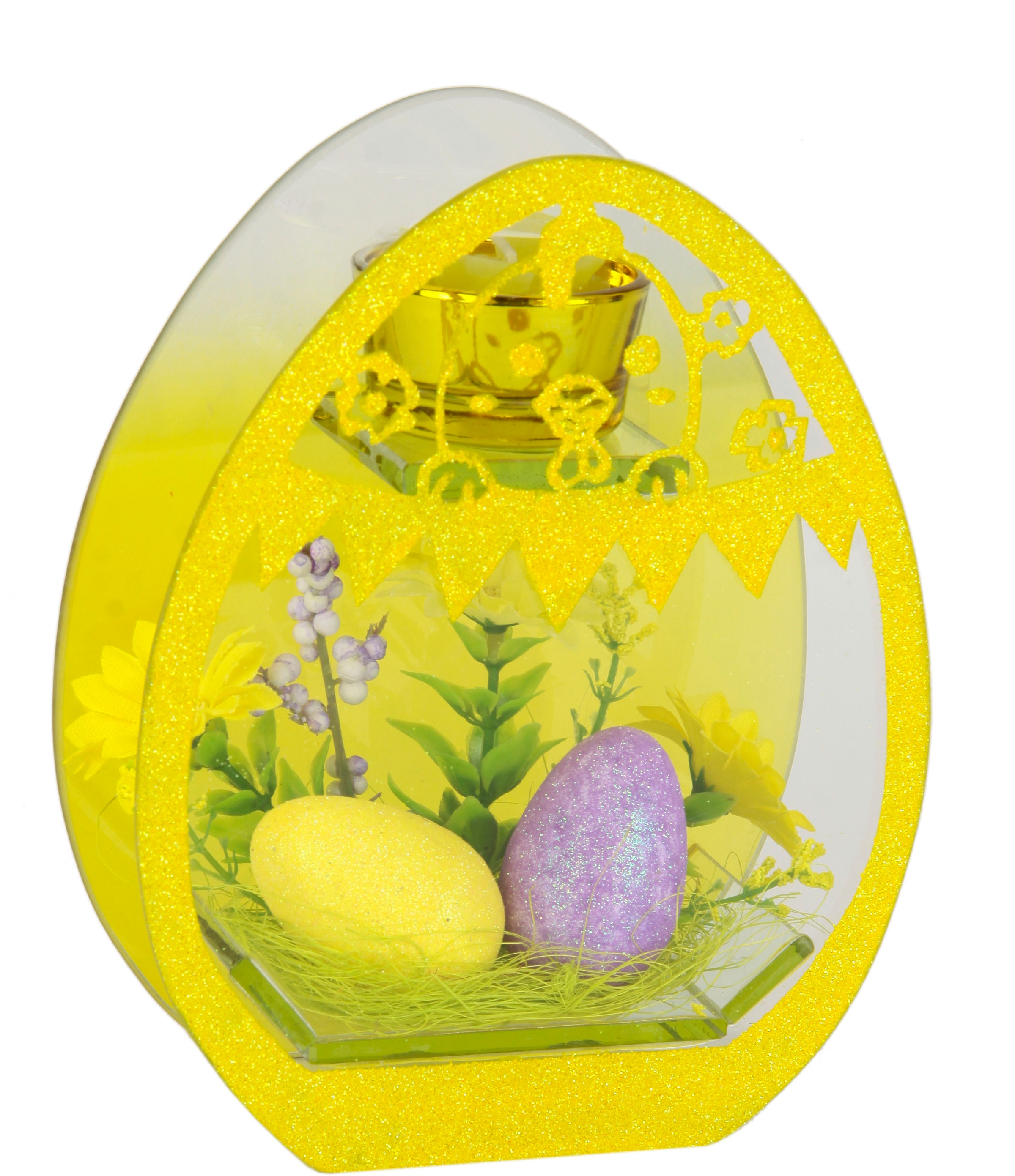 I.GE.A. Teelichthalter »Dekoriert« Mit Oster-Eier 2er Set Kunstblumen Glase günstig online kaufen