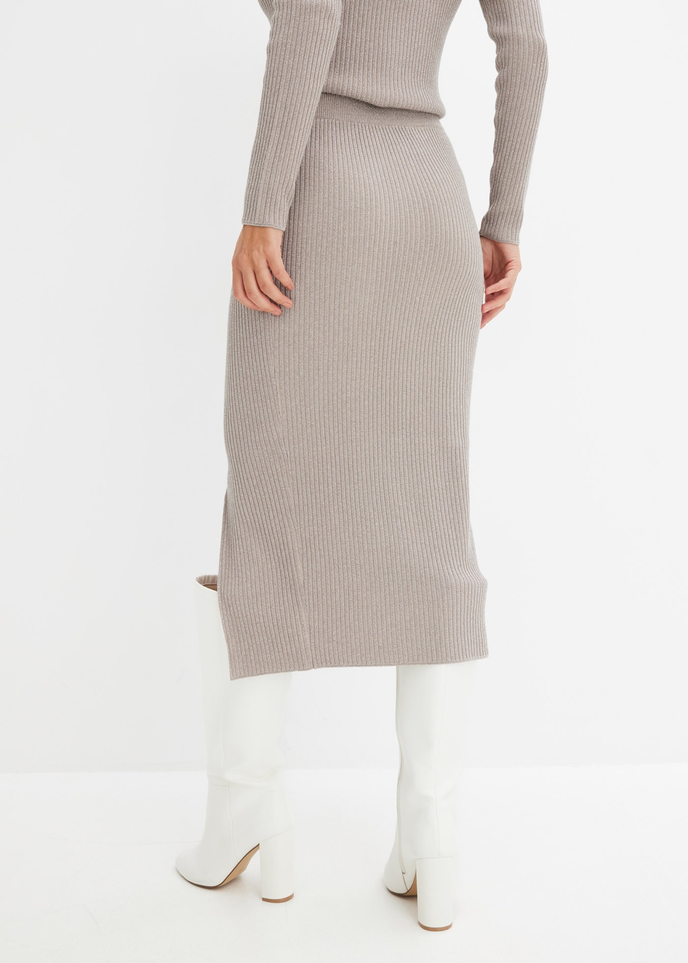 bonprix Strickrock »Strickrock aus fließendem Viskose-Mix« mit Glitzer-Details und seitlichem Schlitz