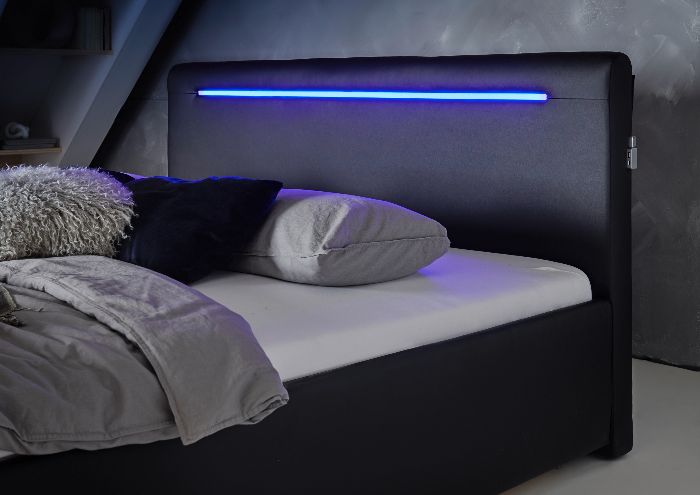 meise.möbel Polsterbett »Las Vegas III mit LED-Beleuchtung und USB-Anschluss«, erhältlich in den Breiten 140 & 180cm
