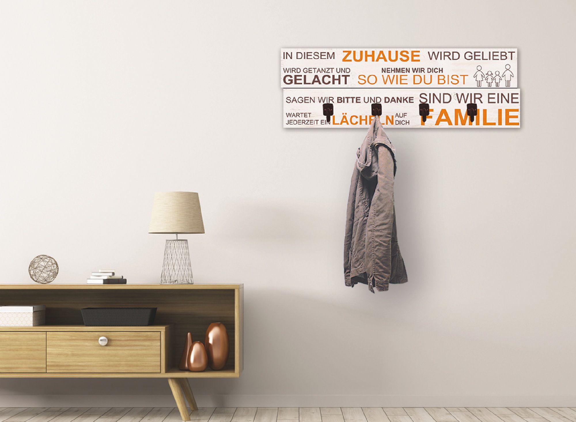 Artland Garderobenleiste »In diesem Zuhause - beige«, teilmontiert