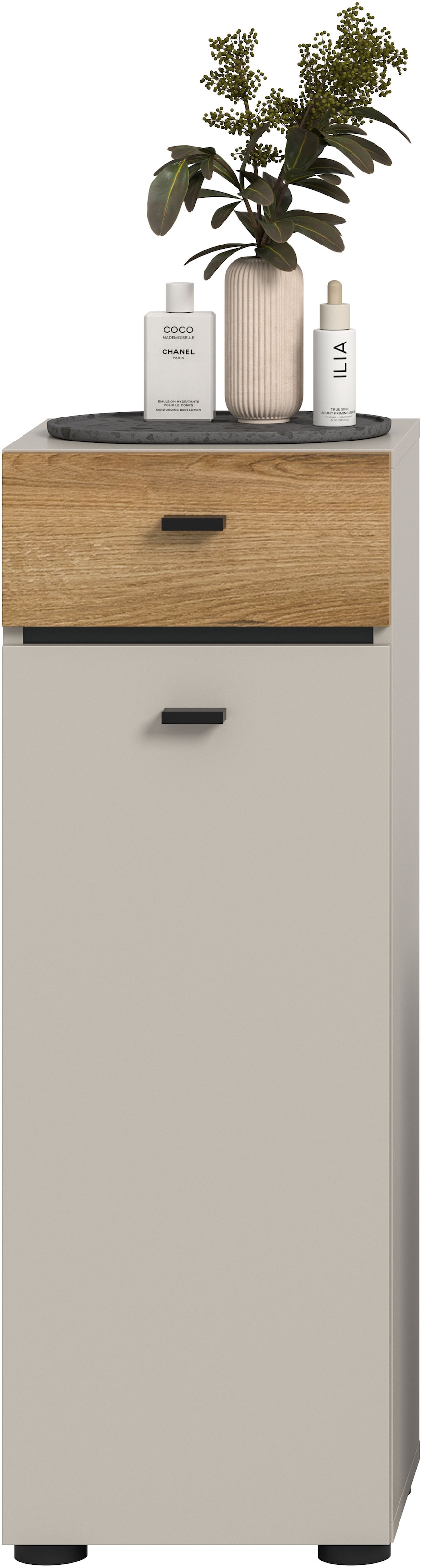 welltime Midischrank »VANN, Höhe 91cm, 1 Tür, 1 Schubkasten, 3 Fächer,Türanschlag wechselbar« individuell mit weiteren Artikel der Serie VANN kombinierbar,  Standschrank, Kommode, Schrank, Badschrank, Universalschrank, Bad