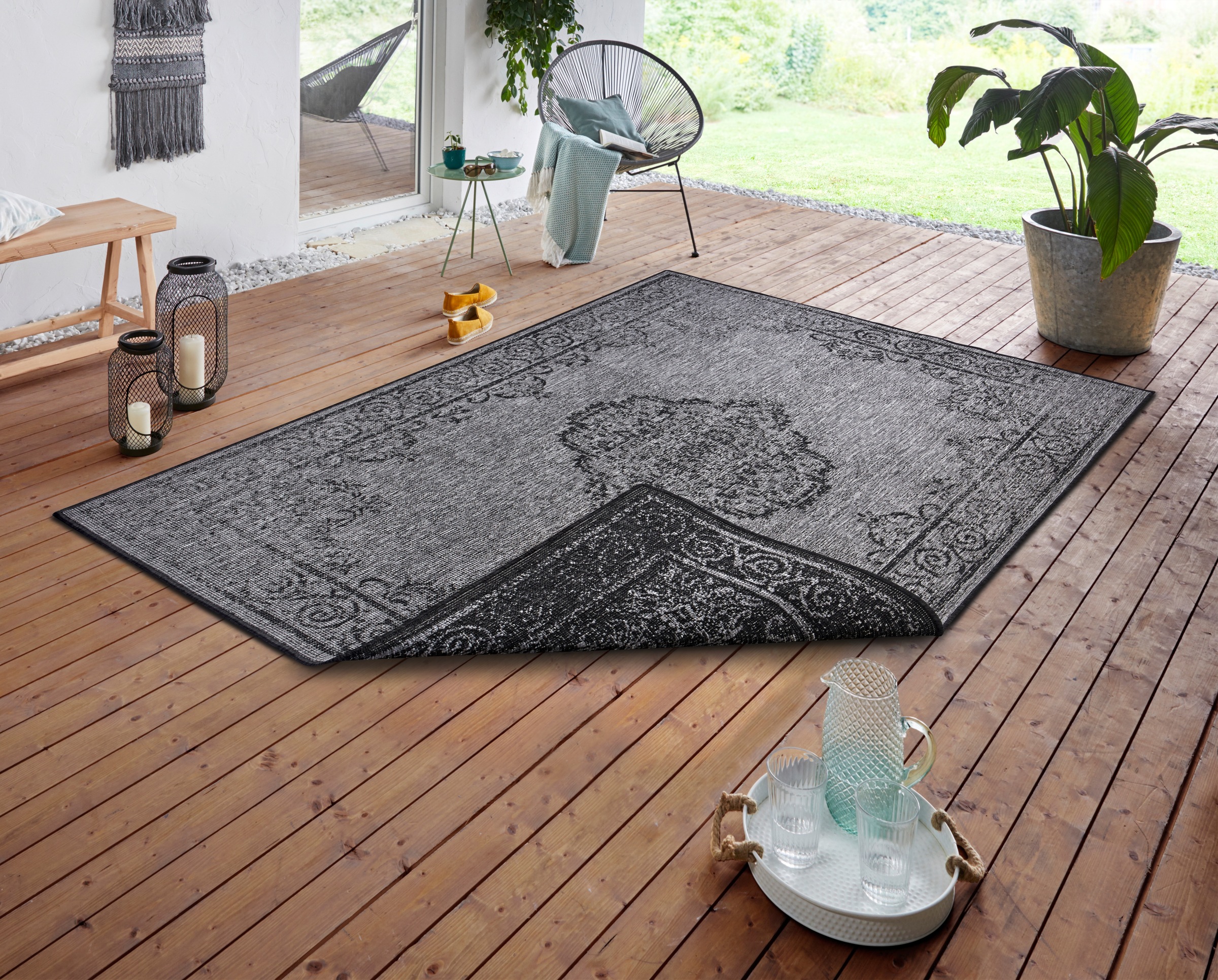 NORTHRUGS Teppich »CEBU Wendeteppich«, rechteckig, 5 mm Höhe, In-& Outdoor, günstig online kaufen