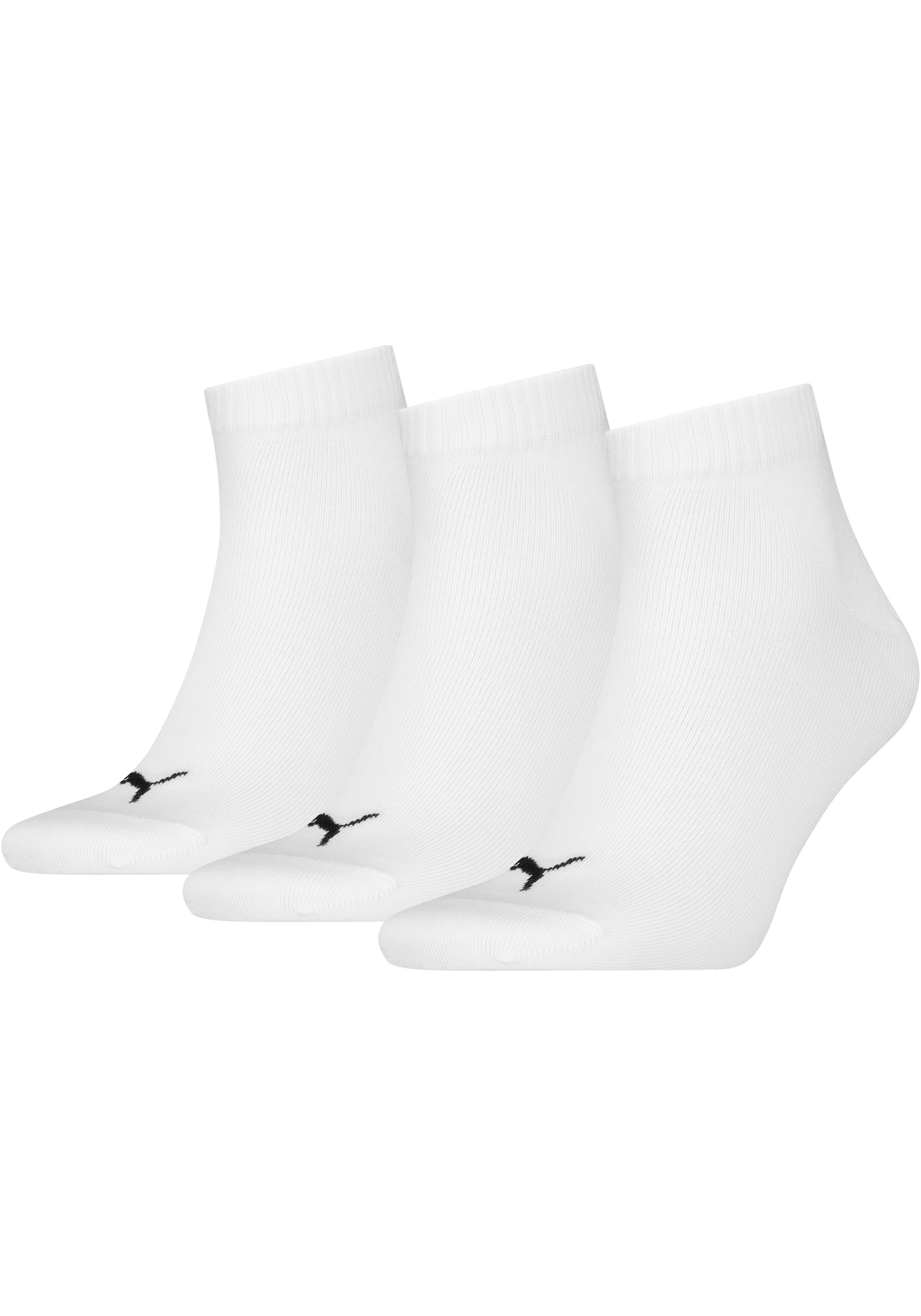 PUMA Kurzsocken »PUMA UNISEX QUARTER PLAIN 3P« 3 Paar, 3 Stk. tlg. Atmungsaktiv, Rippenbündchen, weiche Baumwollmischung