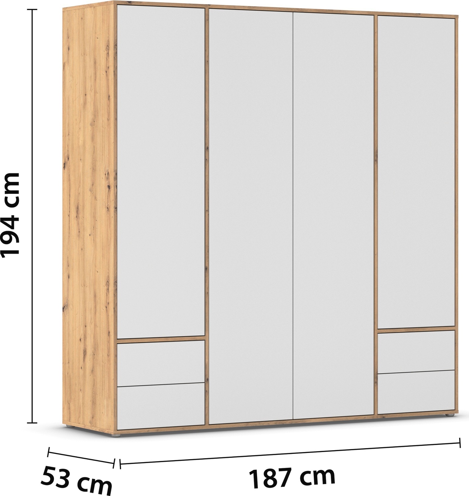 rauch Drehtürenschrank »Kleiderschrank Schrank Garderobe Wäscheschrank NABILA viel Stauraum«, (in 3 verschiedenen Ausstattungen BASIC/CLASSIC/PREMIUM), mit 2 Schubladen und Push-to-Open Funktion TOPSELLER MADE IN GERMANY