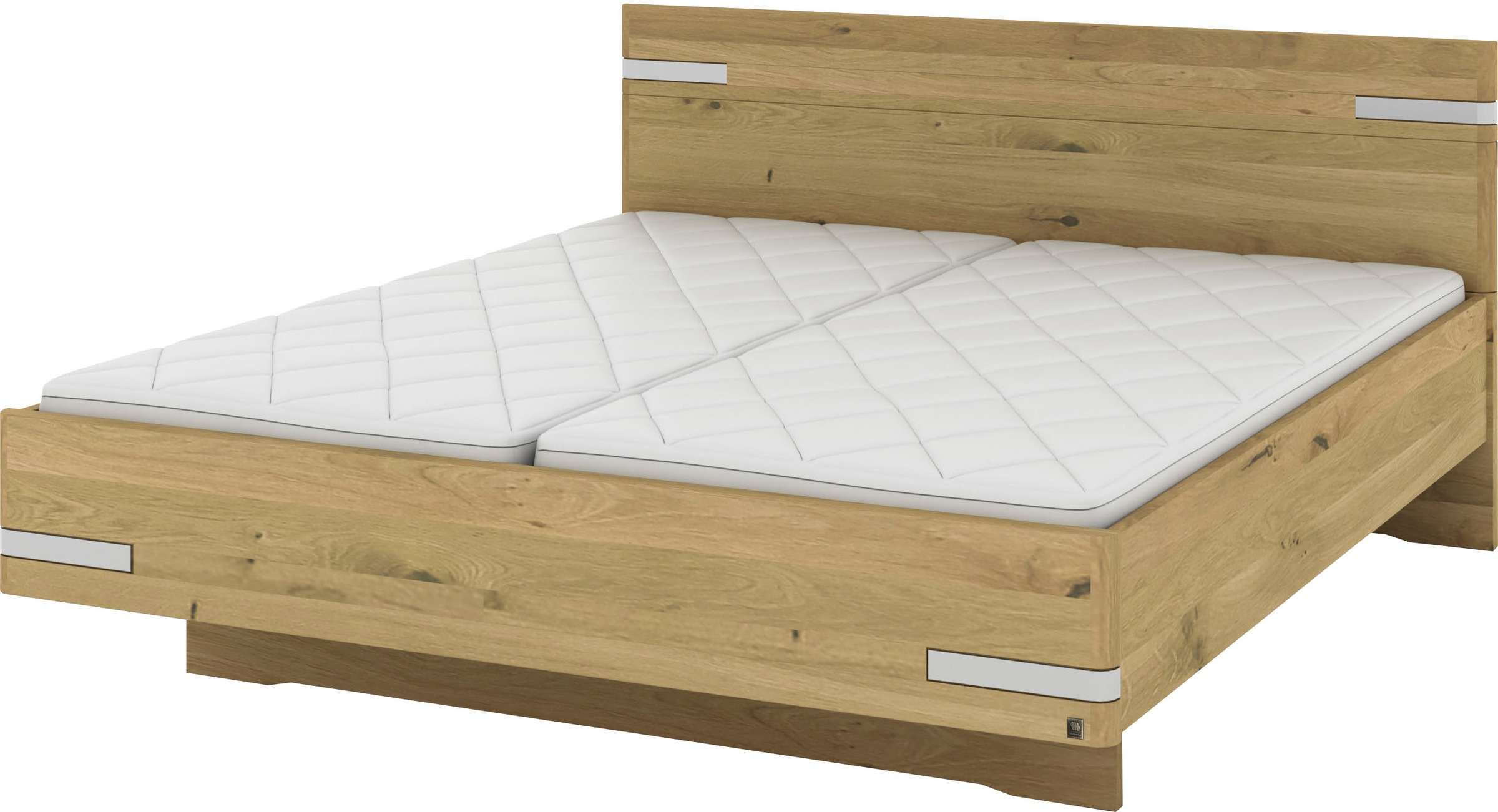 Musterring Holzbett »Savona«, (Belastbarkeit 220 Kg, 4-fache Liegehöhenverstellung, MADE IN GERMANY), Kopfteil in Bianco-Eiche massiv, Details in Chrom, verschiedene Größen