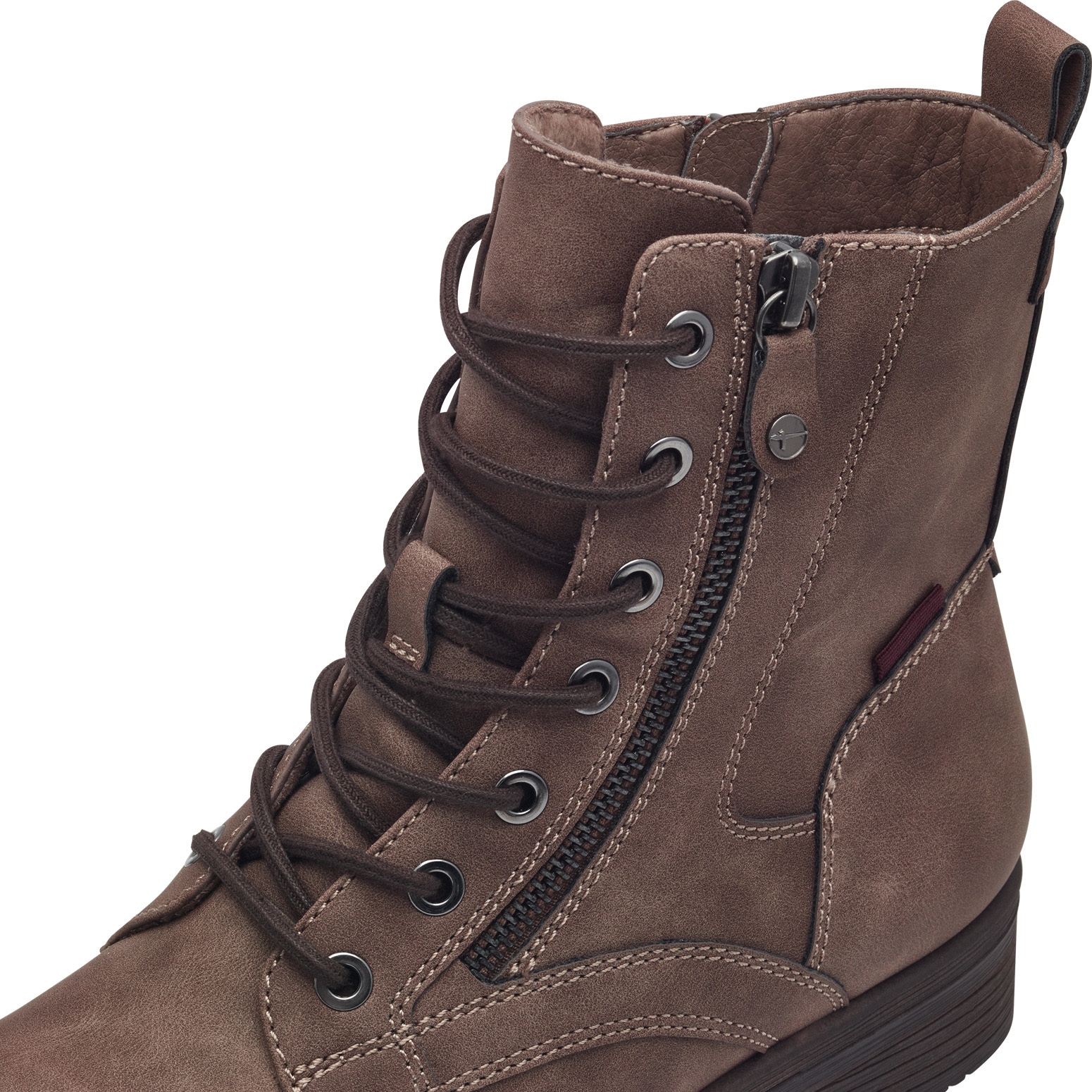 Tamaris Schnürboots, Blockabsatz, Schnürboots Stiefelette mit Zierreißverschluss