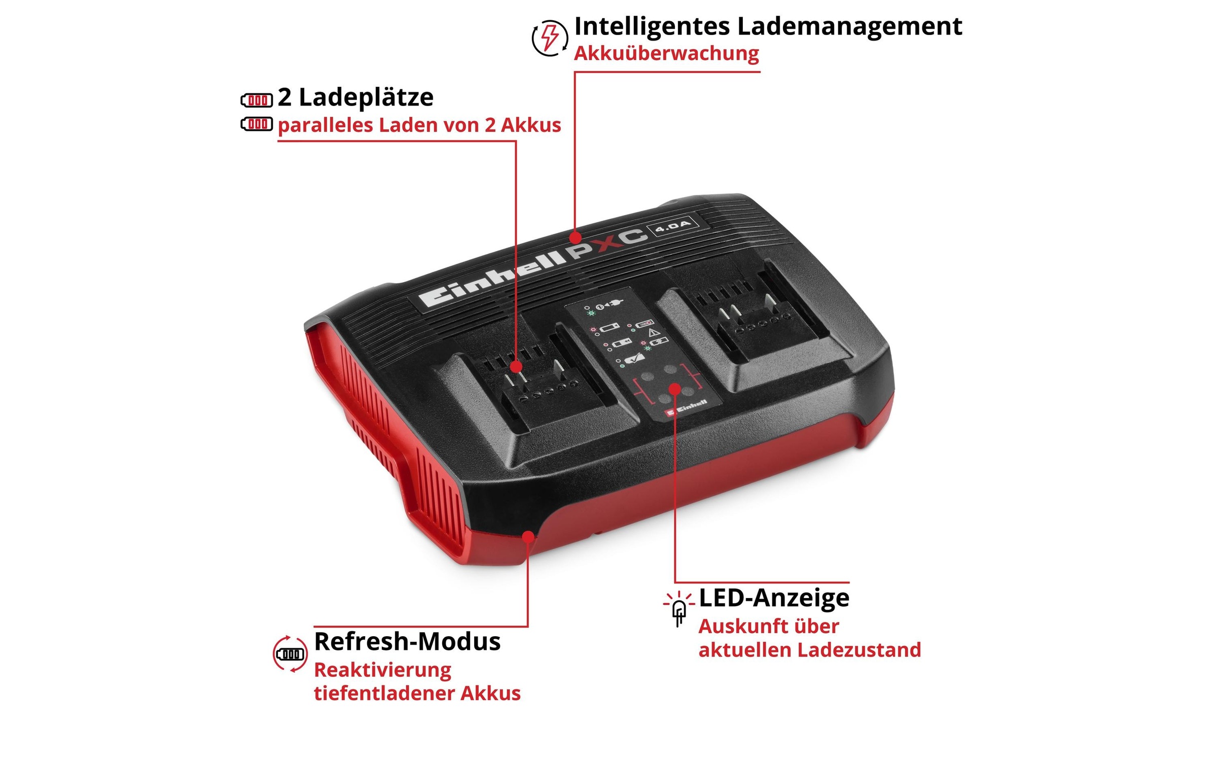Einhell Universal-Ladegerät »Power-X-Twincharger 4 A« Ladezeit (min): 25